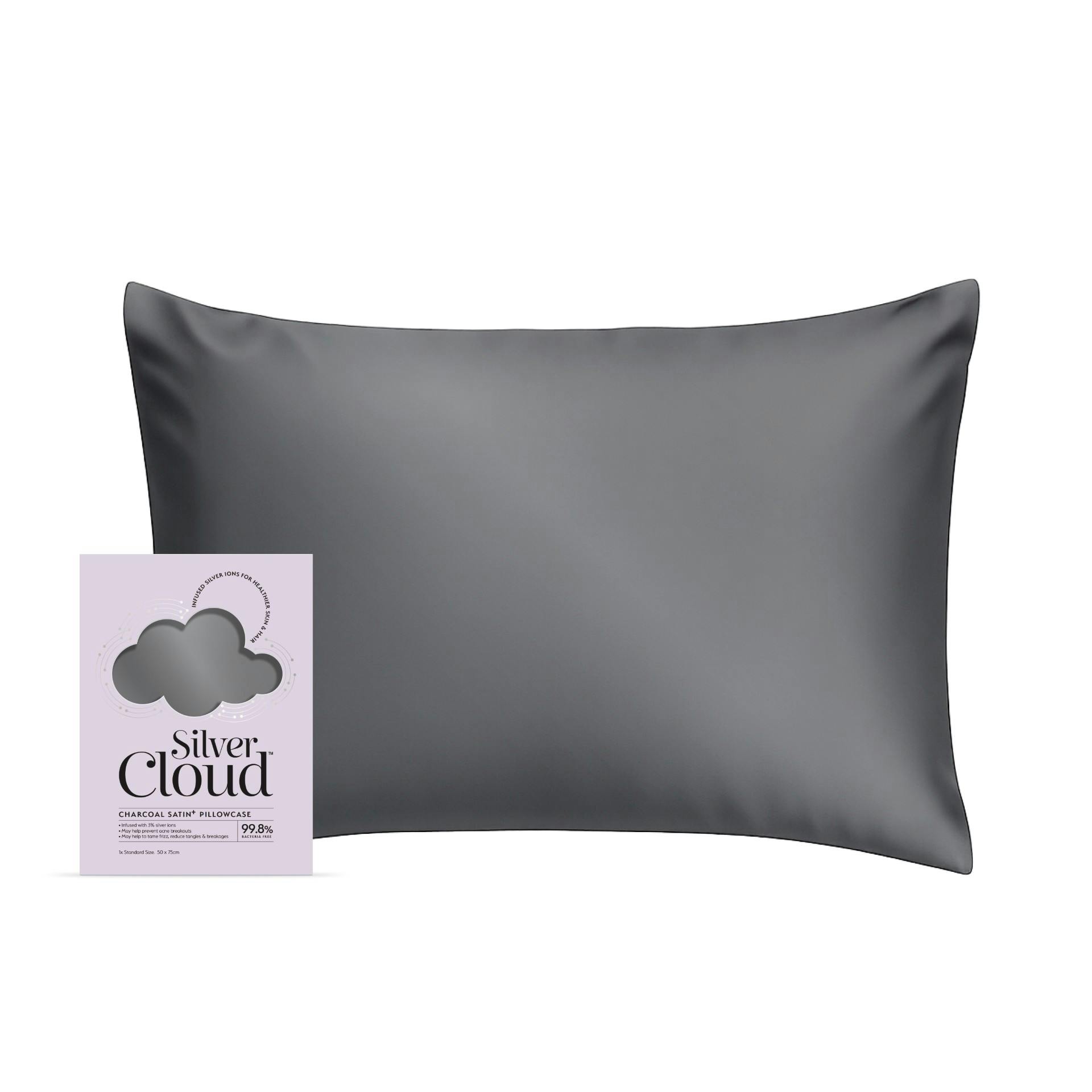 Silver Cloud Beauty Cloud Charcoal Satin Pillowcase With Ions