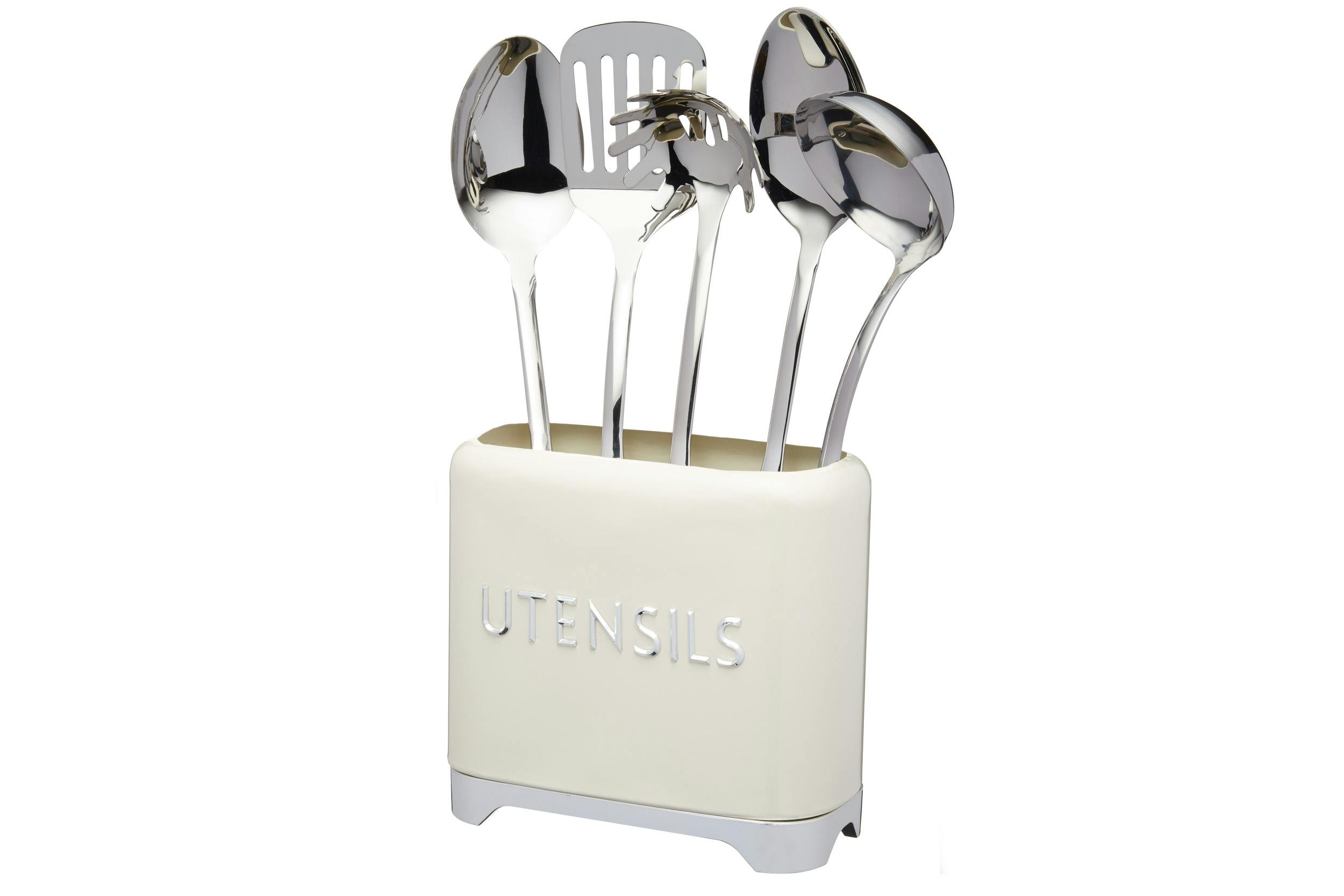 Rackhams Cream Lovello Utensil Tin - Carbon Steel - Utensil Holder