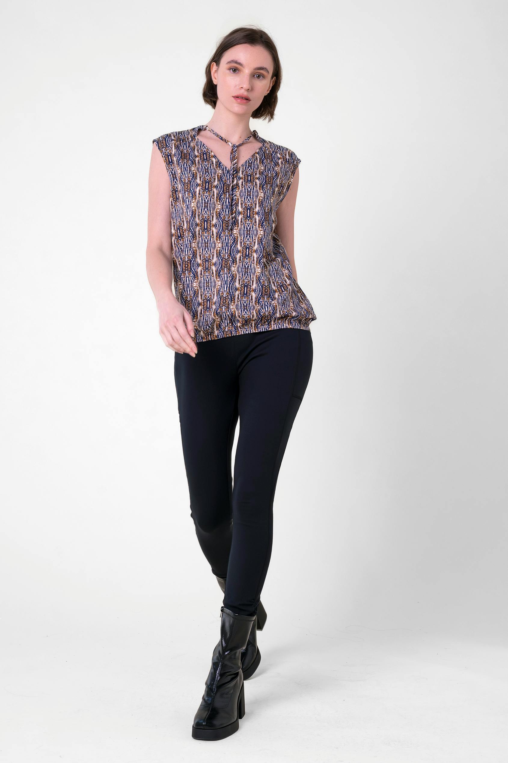 Enorsia Women's Grey Tie Neck Tops In | Size: 18 - Image 2
