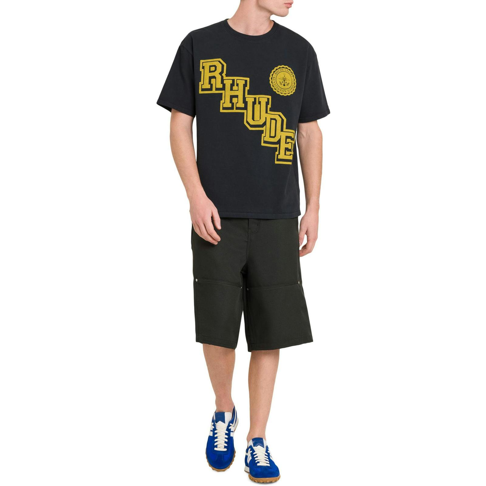Rhude Black Collegiate Crest T-Shirt In - Xl