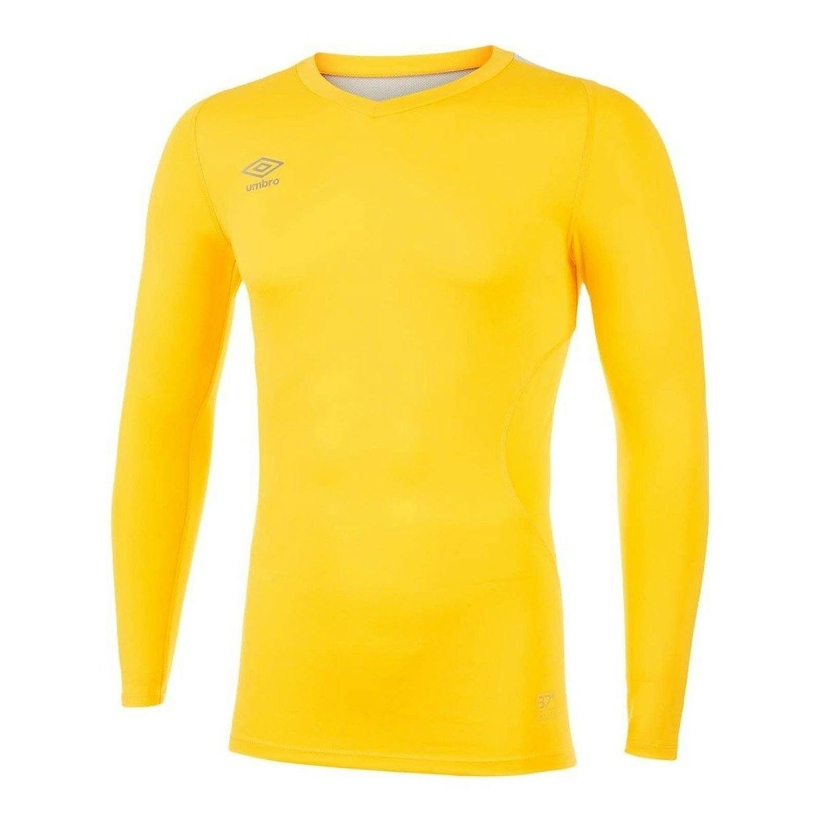 Umbro Men's Yellow Elite V Neck Base Layer Top - Xxl - 97% Polyester/3% Elastane