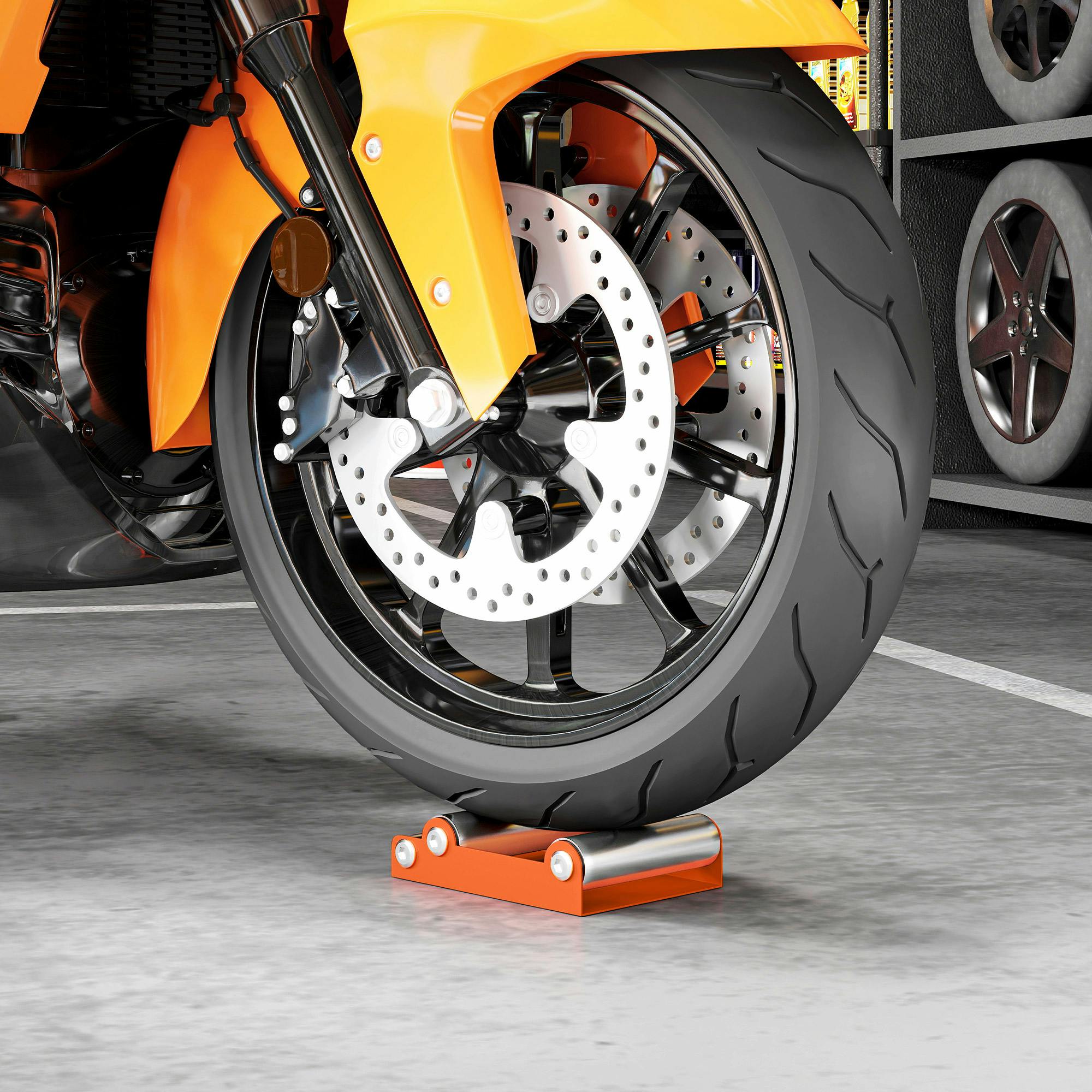 Motorcycle Wheel Roller Stand for Tyre Cleaning and Chain Lubrication - Image 2