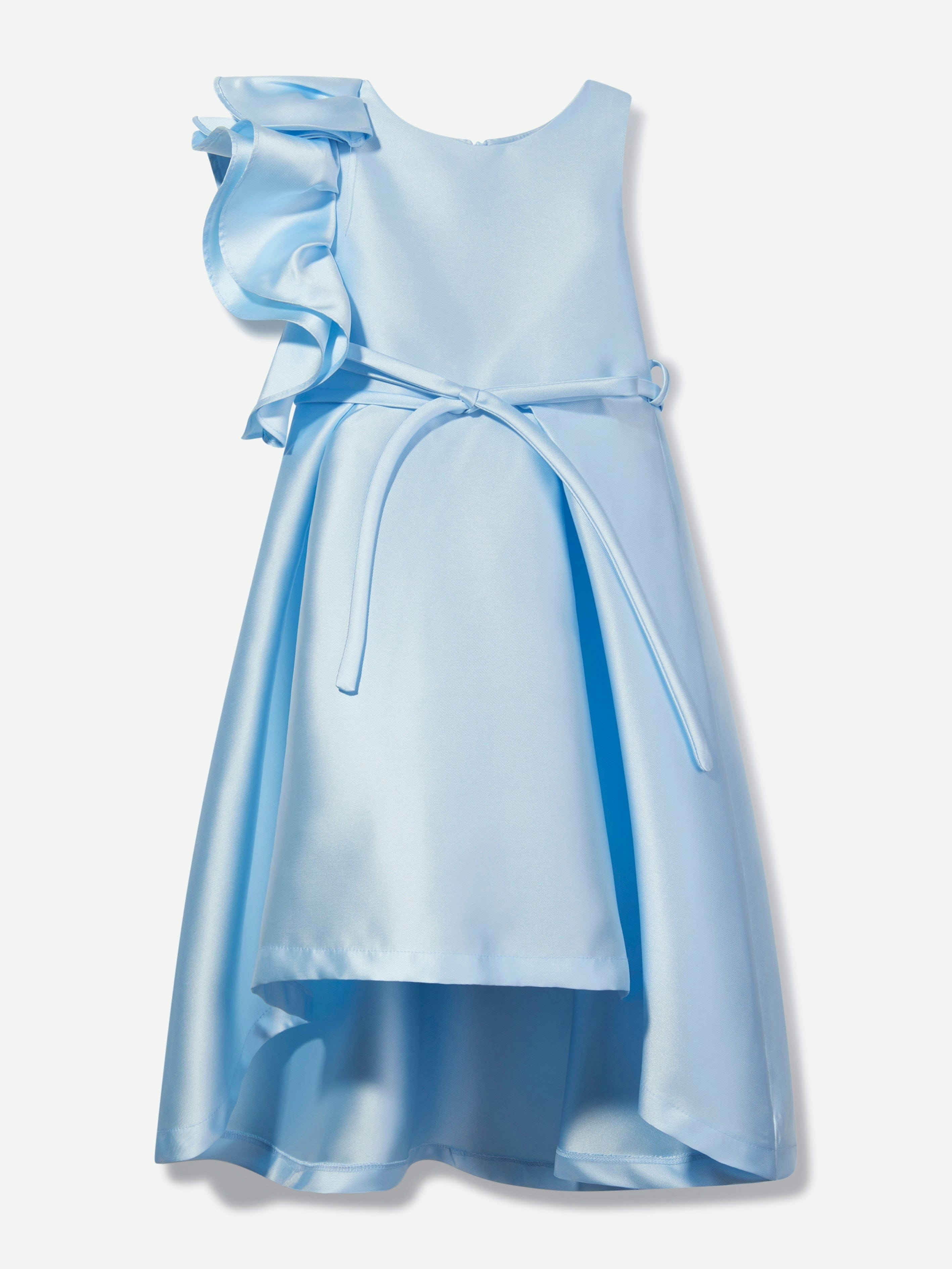 Mama Luma Girls Blue Large Bow Occasion Dress In - 3 - 4 Yrs