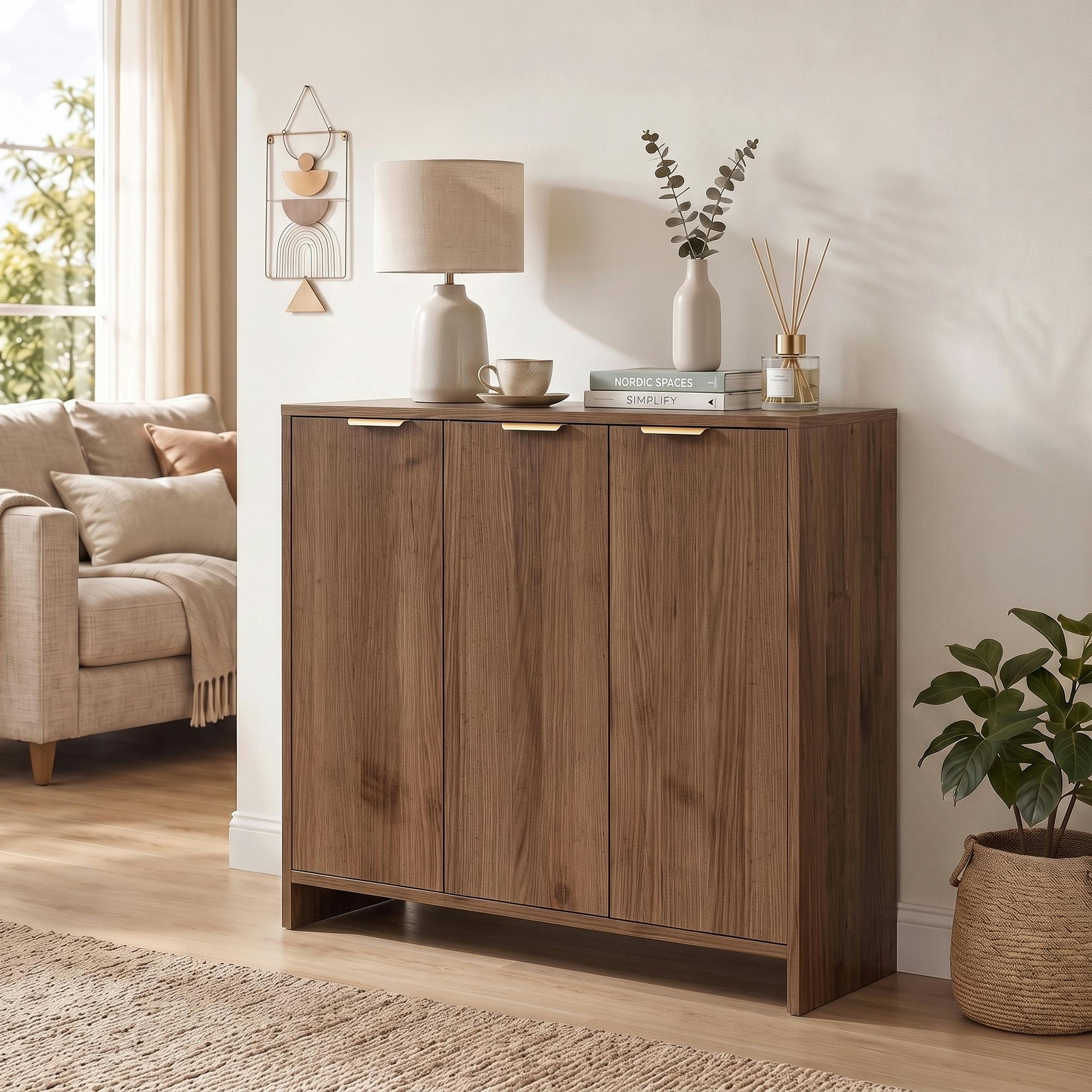 Rackhams Brown Sideboard With 3 Doors And Adjustable Shelves Kitchen Cupboard