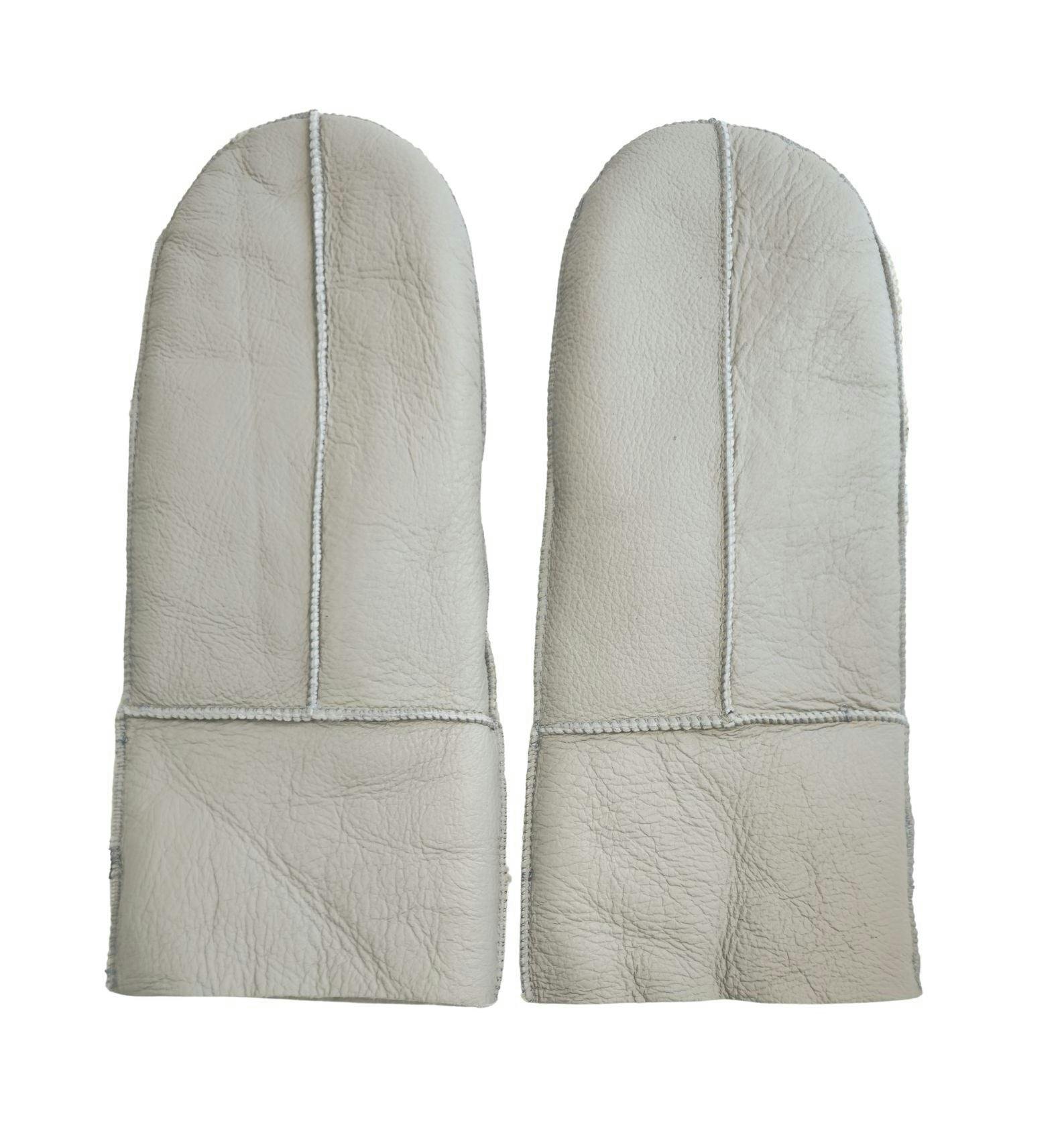 Infinity Leather Women's Grey Genuine Real Sheepskin Leather Mittens Warm Gloves - Xl