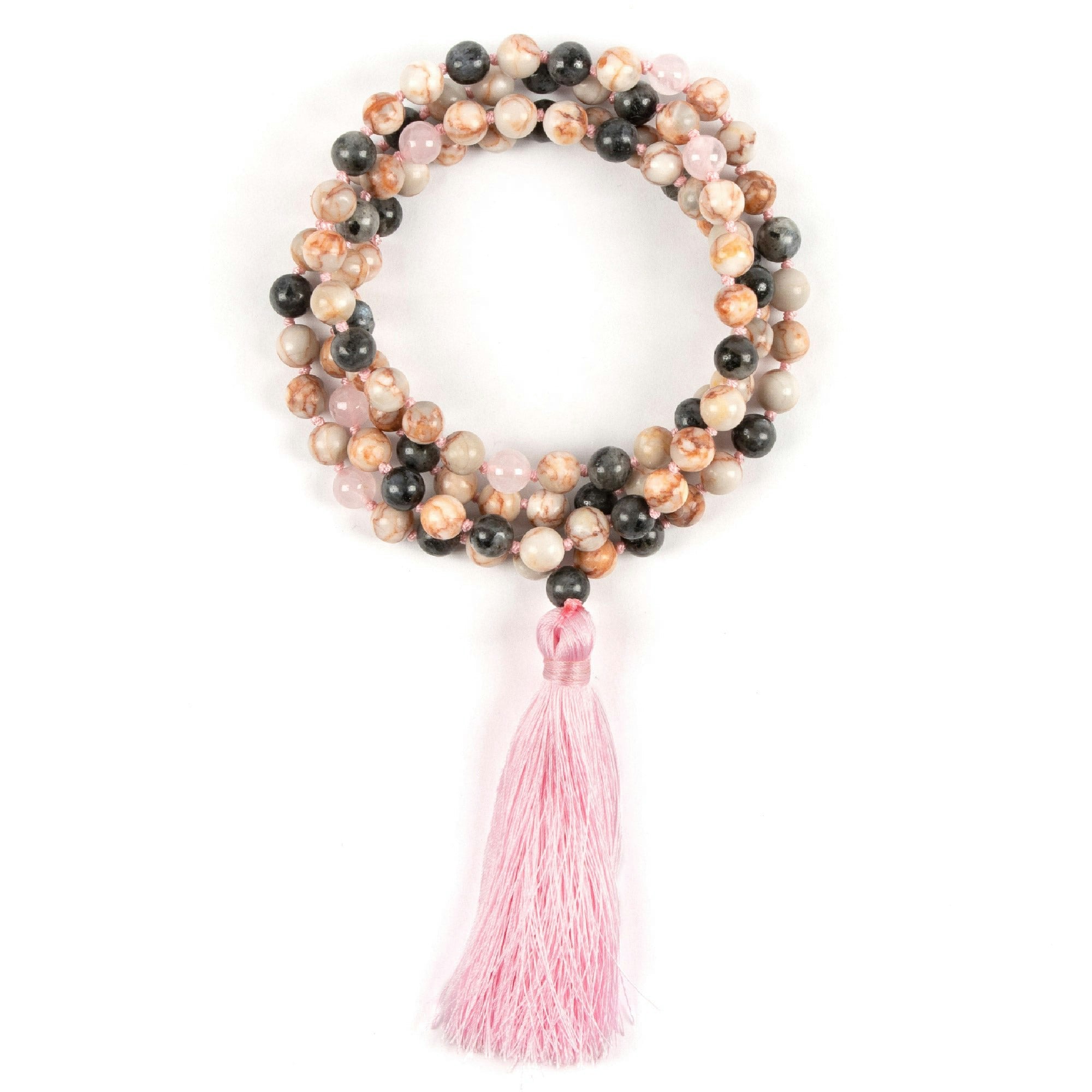 Myga Pink Healing Bead Mala Necklace