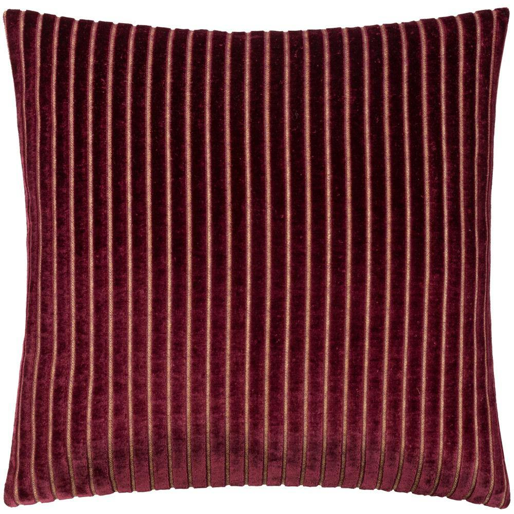 Paoletti Burgundy Savoy Velvet Stripe Cushion Cover - 50Cm X 50Cm - 100% Polyester