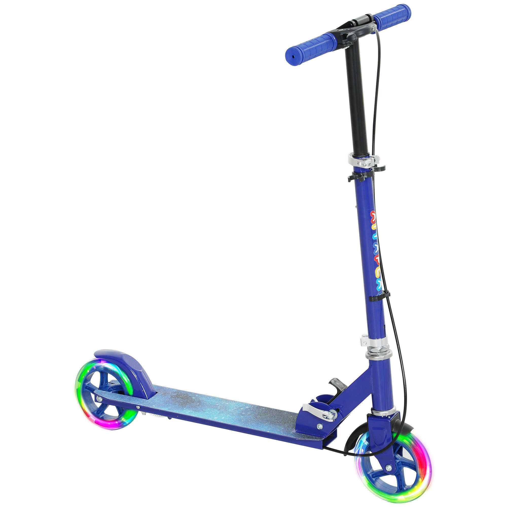 Homcom Light/Blue Aiyaplay Scooter For Kids Ages 3-8, Folding Kick Scooter With Adjustable Handle, Up Wheels, Handbrake & Rear Brake - Kids Scooter Size 2