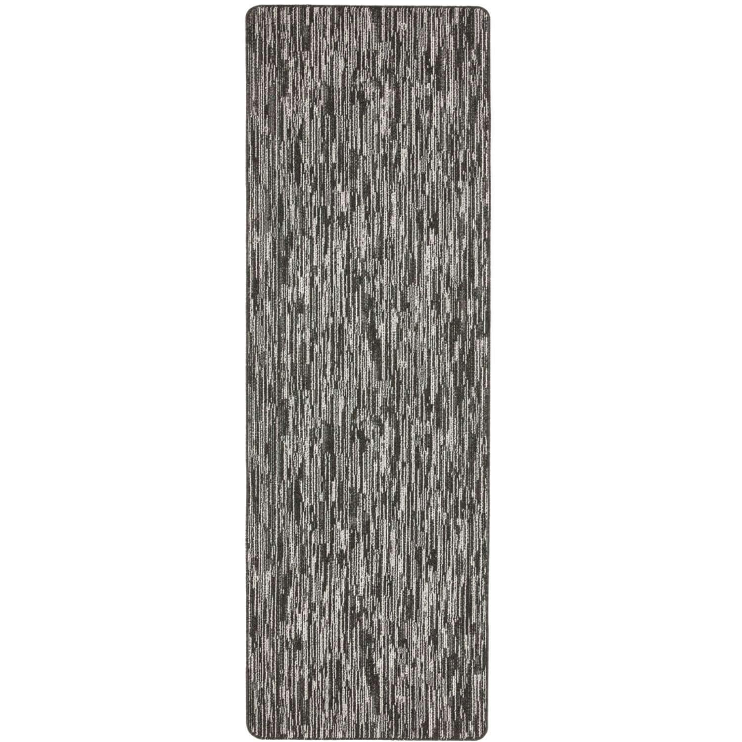 The Rugs Dark/Grey Washable Broken Striped Mat And Runner - 67X200 Cm