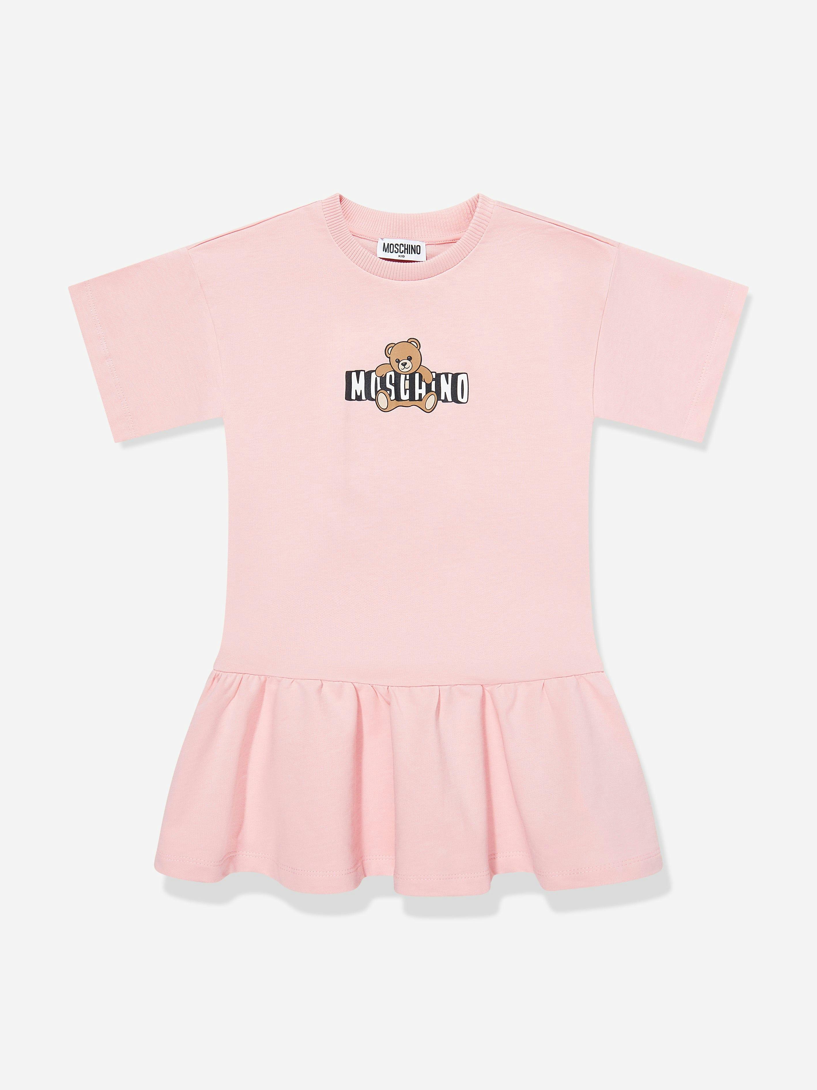 Moschino Kids Girls Pink Moschino Teddy Bear Logo Dress In - 10 Yrs
