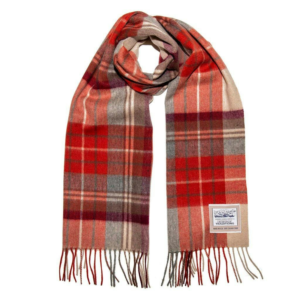 Heritage Traditions Pure Wool Check Scarf - Russet Check