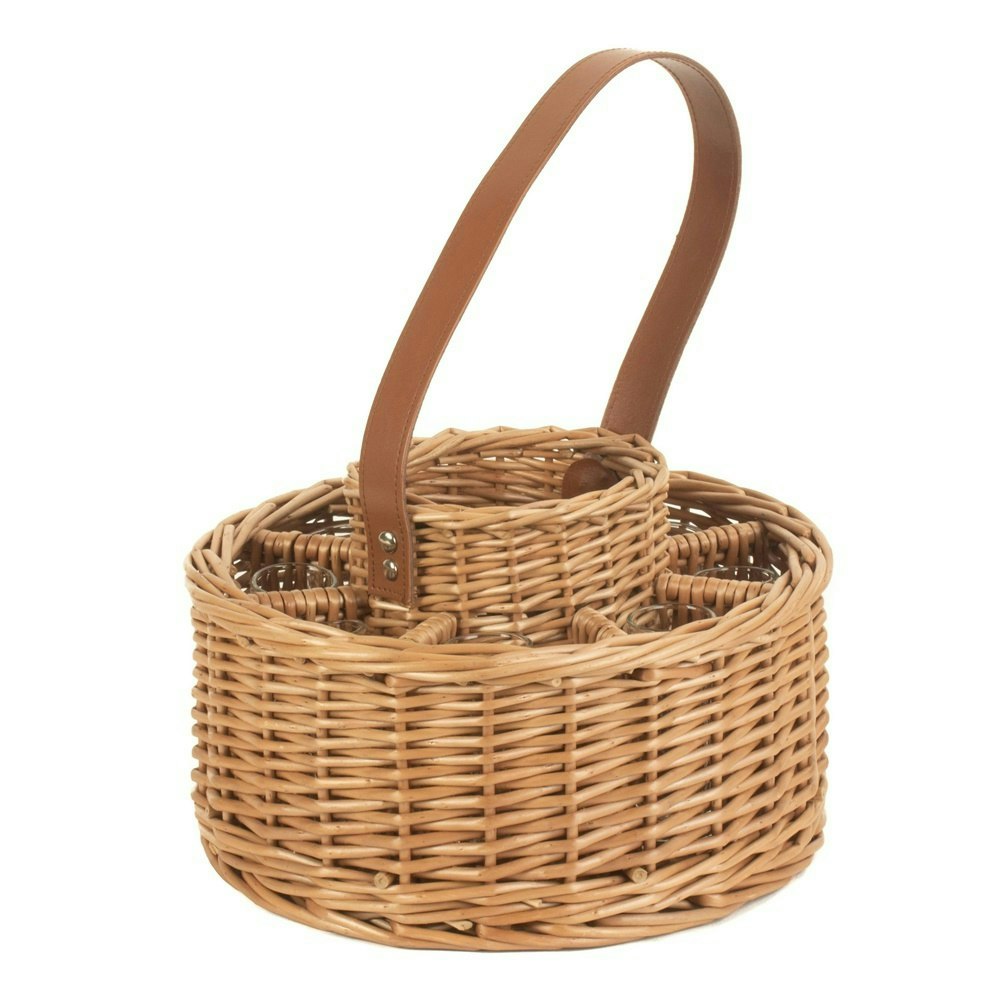Red Hamper Round Wicker Whisky Celebration Drinks Carrier