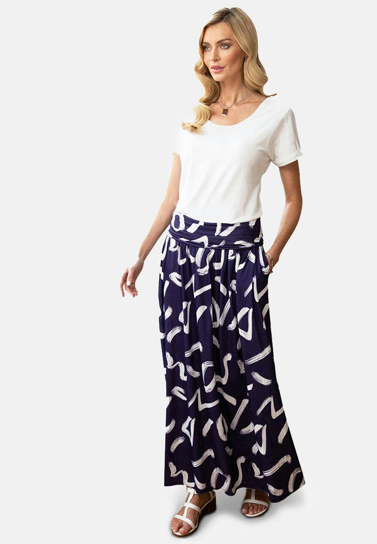Hotsquash Orange/Blue Boho Maxi Skirt - Brush Strokes - 22
