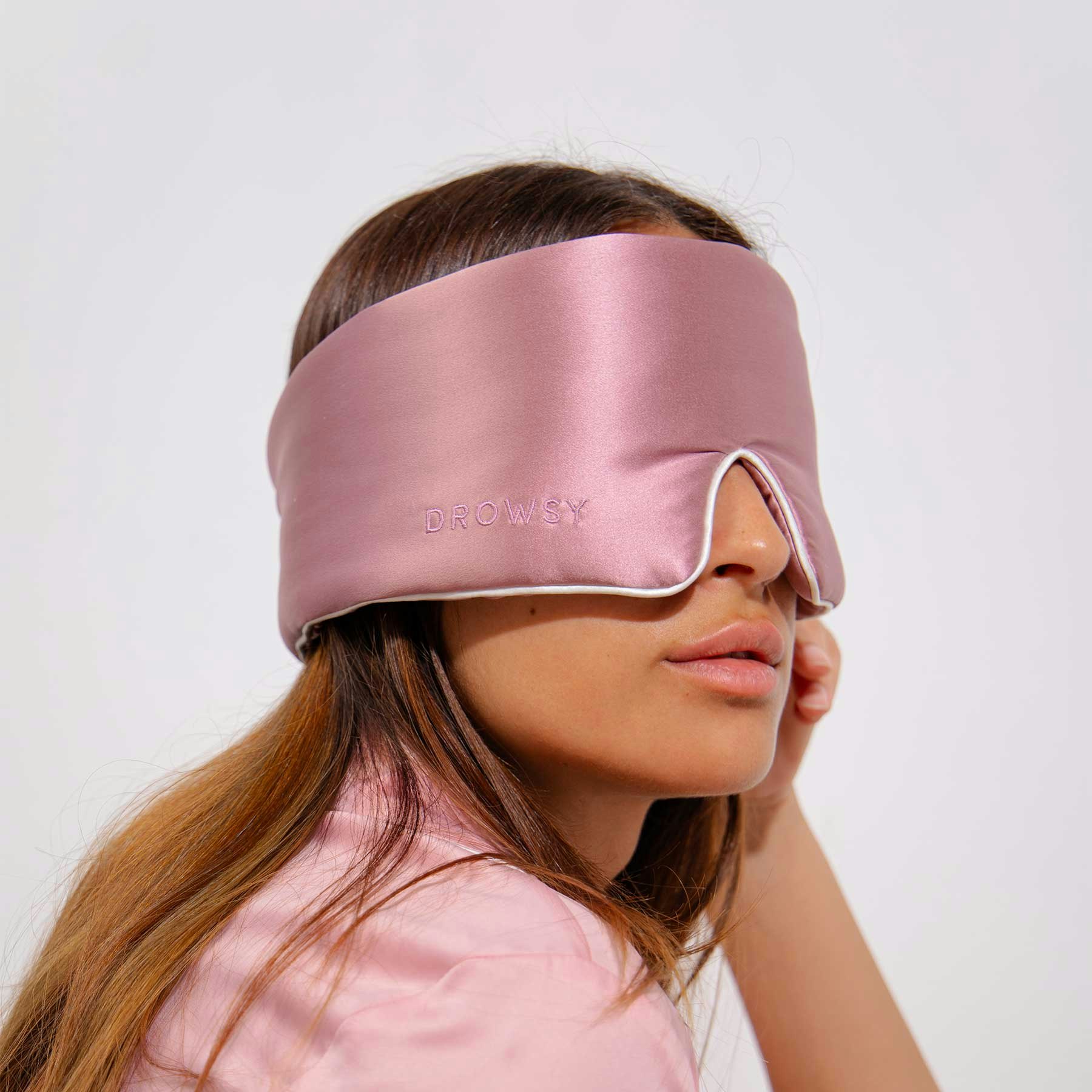 Drowsy Sleep Co Black/White/Light Pipe Dreams Edition Silk Sleep Mask - Damask Rose