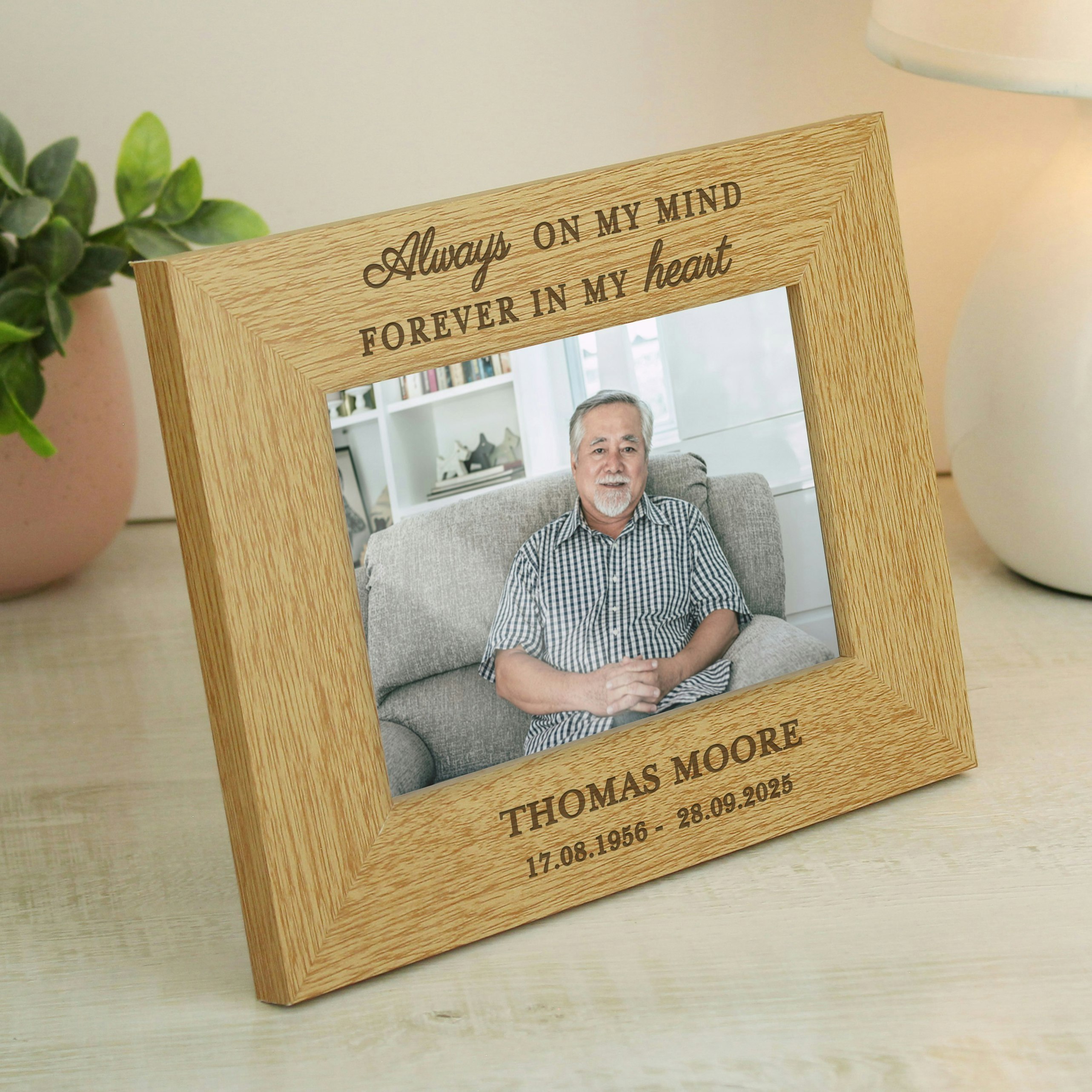 Personalised Memento Company Personalised Memorial Always In My Heart 6X4 Wooden Photo Frame