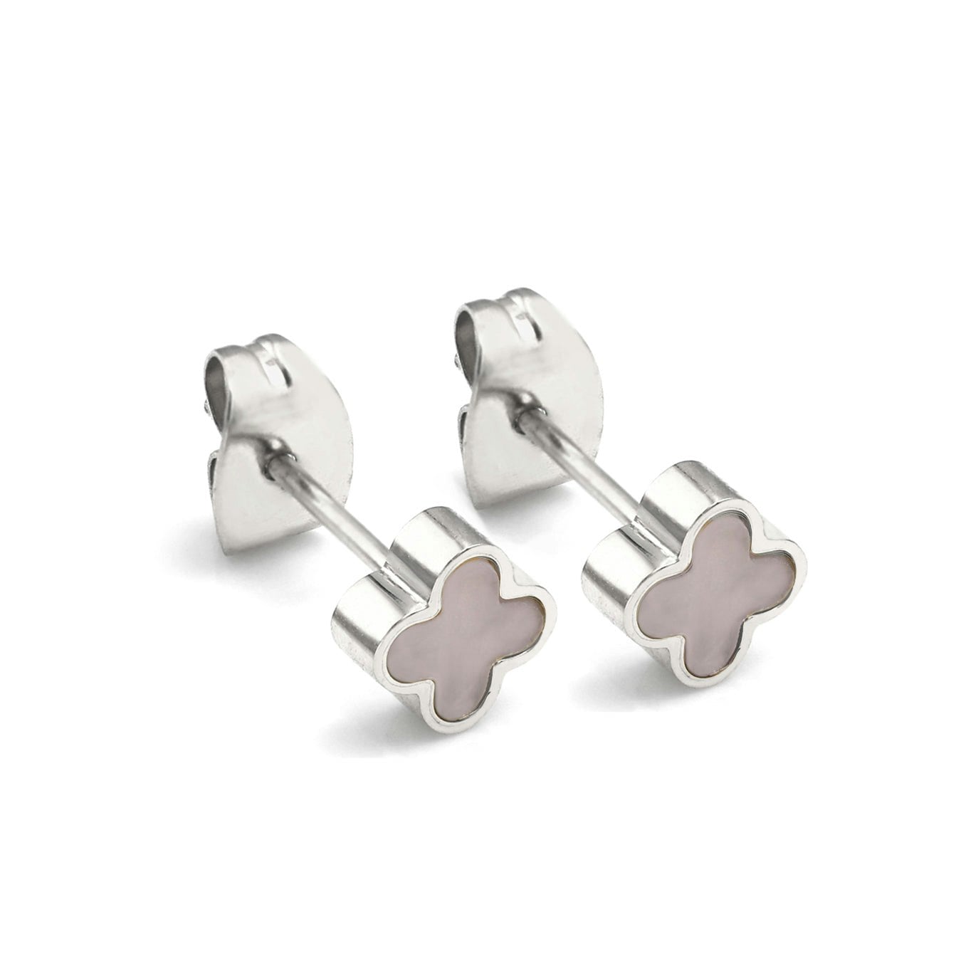 Say It With Silver Rose Quartz Crystal Clover Earrings
