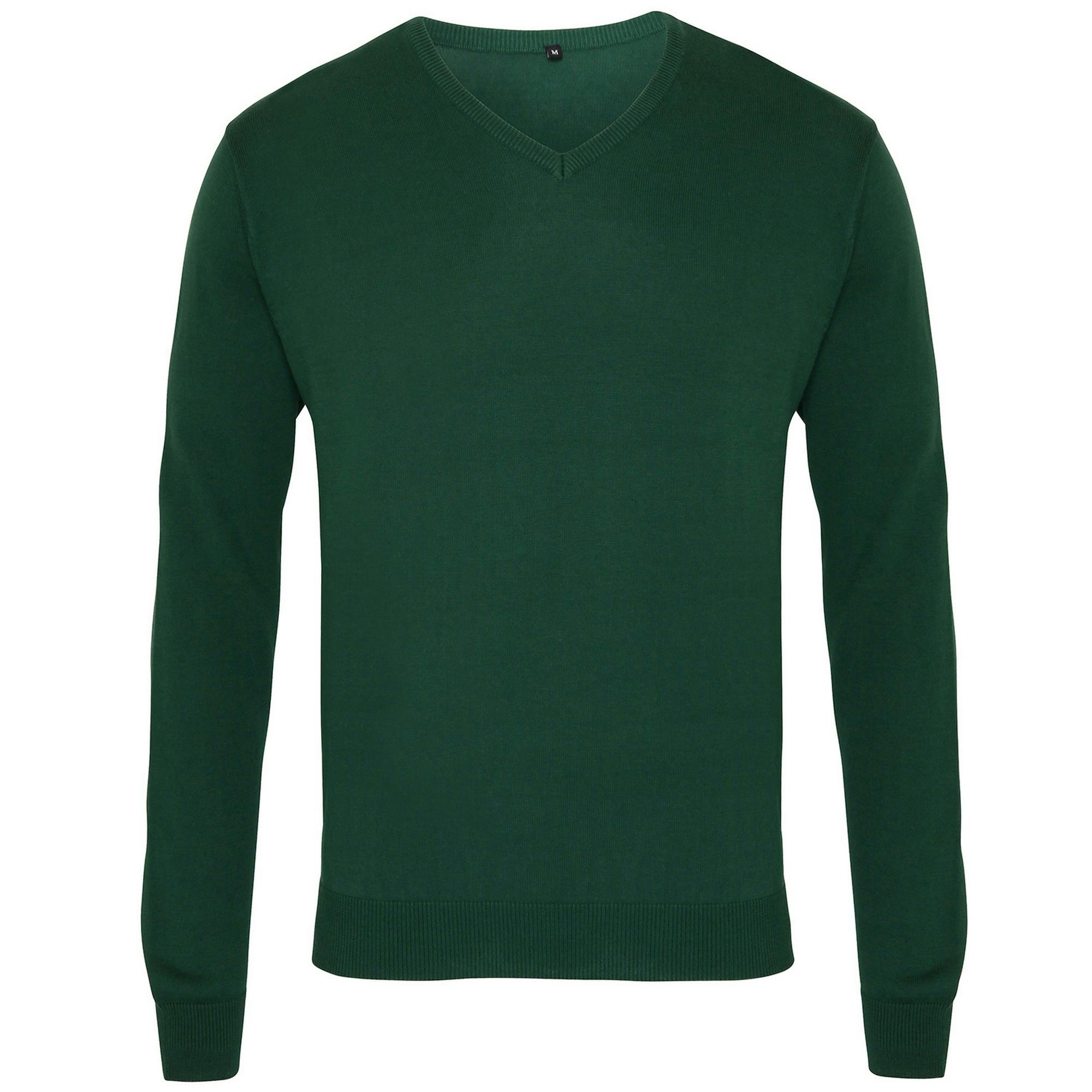 Premier Mens V-Neck Knitted Sweater (Bottle) - Green - Size X-Small - Image 3