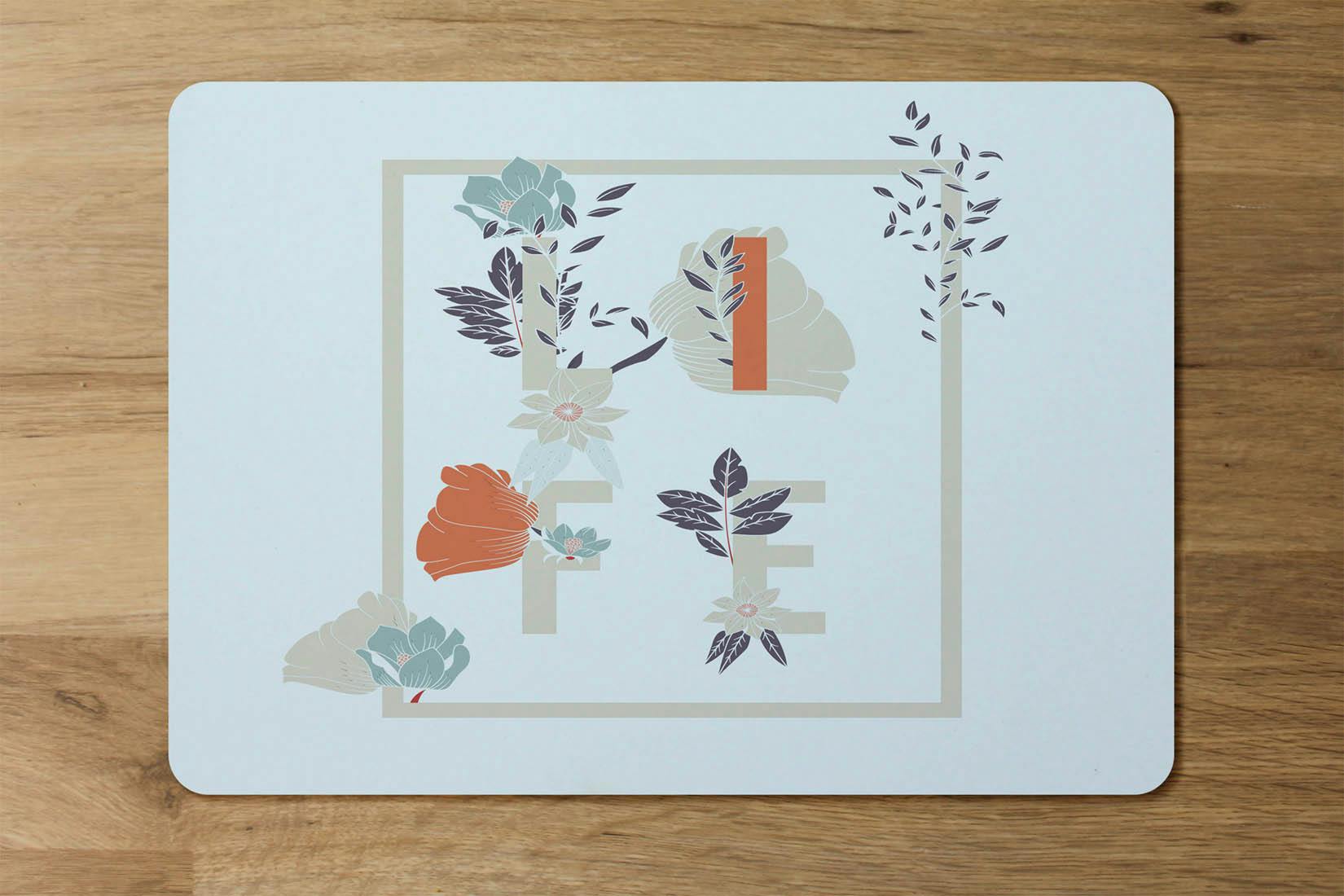 Benjamin Tate Design Designer Artwork Placemat And Coaster Set Of Twelve With Wood Bottom Limited Edition