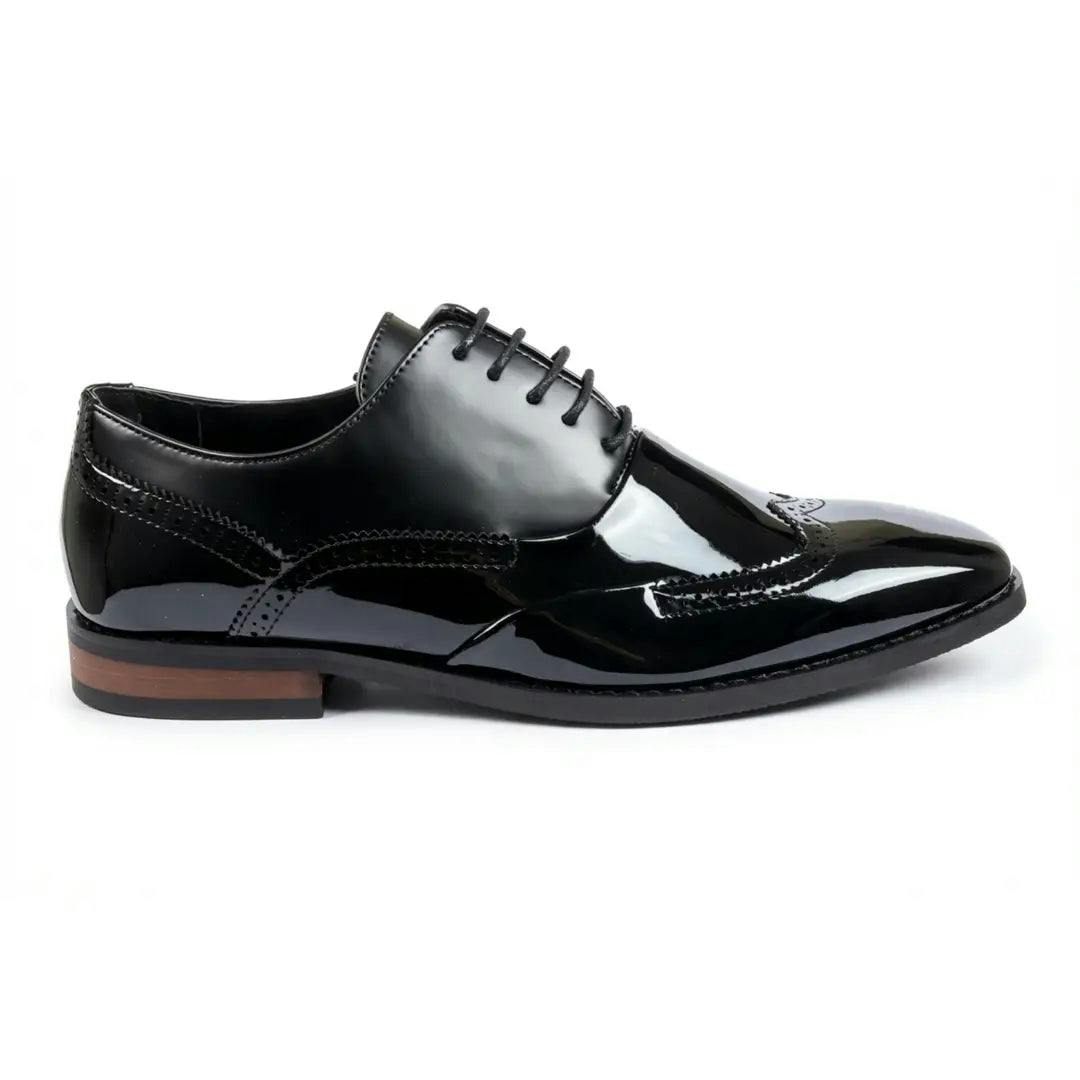 Dolcetto Men's Black Patent Pu Leather Wingtip Oxford Shoes - Uk 9