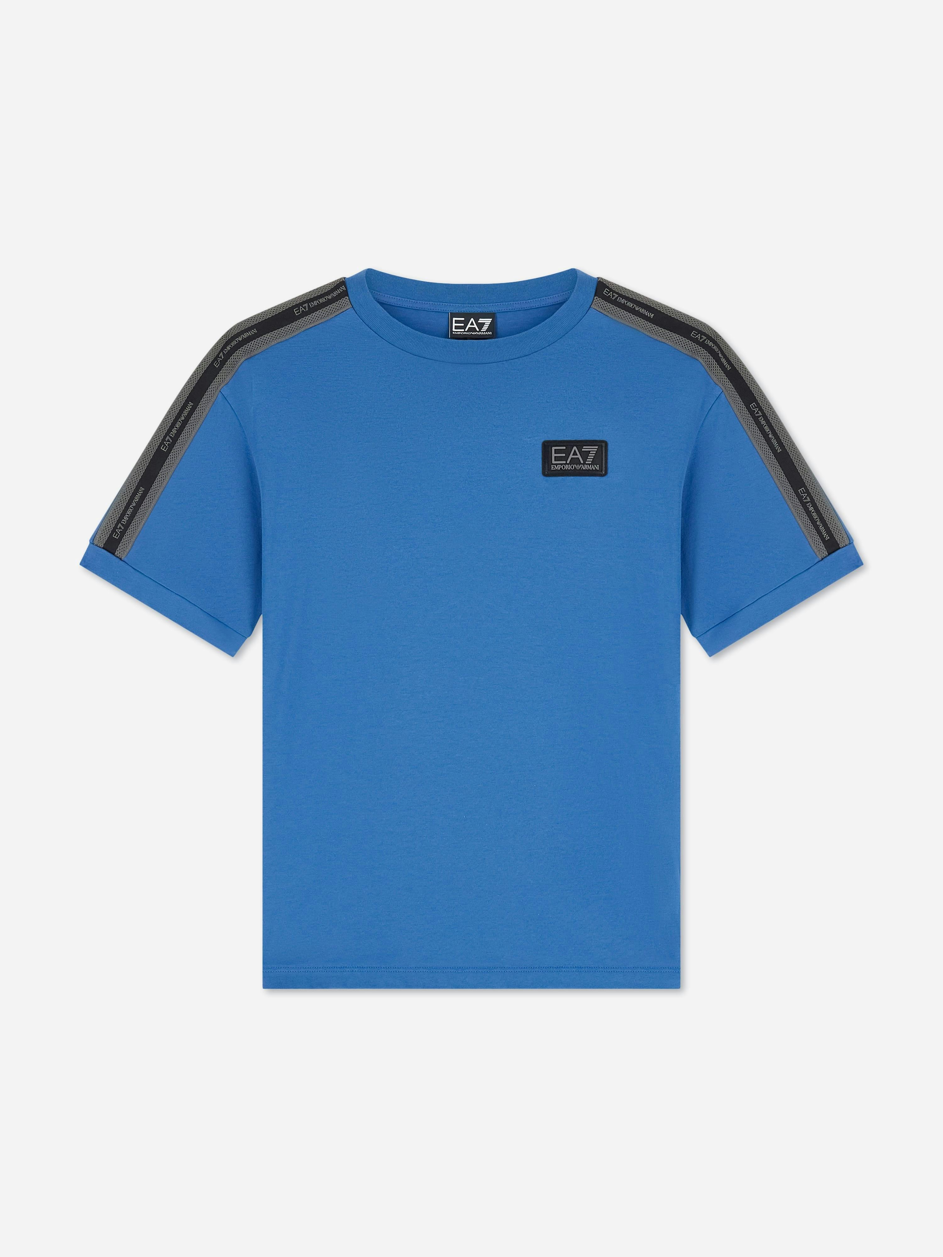 EA7 Emporio Armani Boys Train Logo Tape T-Shirt in Blue, Size 16 Years - Image 5