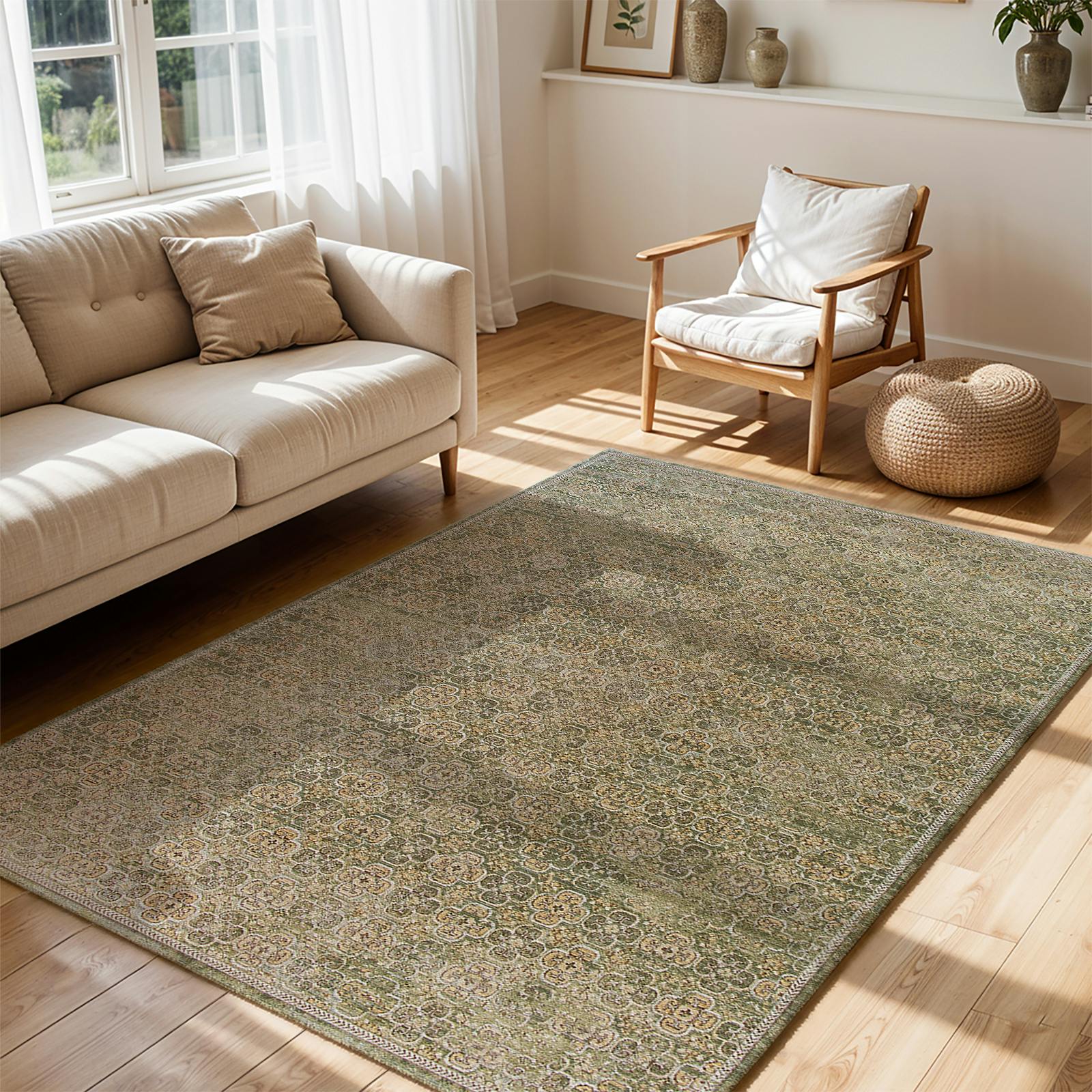 Livabliss Brown/Green/Grey Galey Alix Myrtle Avenue-Vintage Traditional Boho Fringe Rug - 200 X 275 Cm
