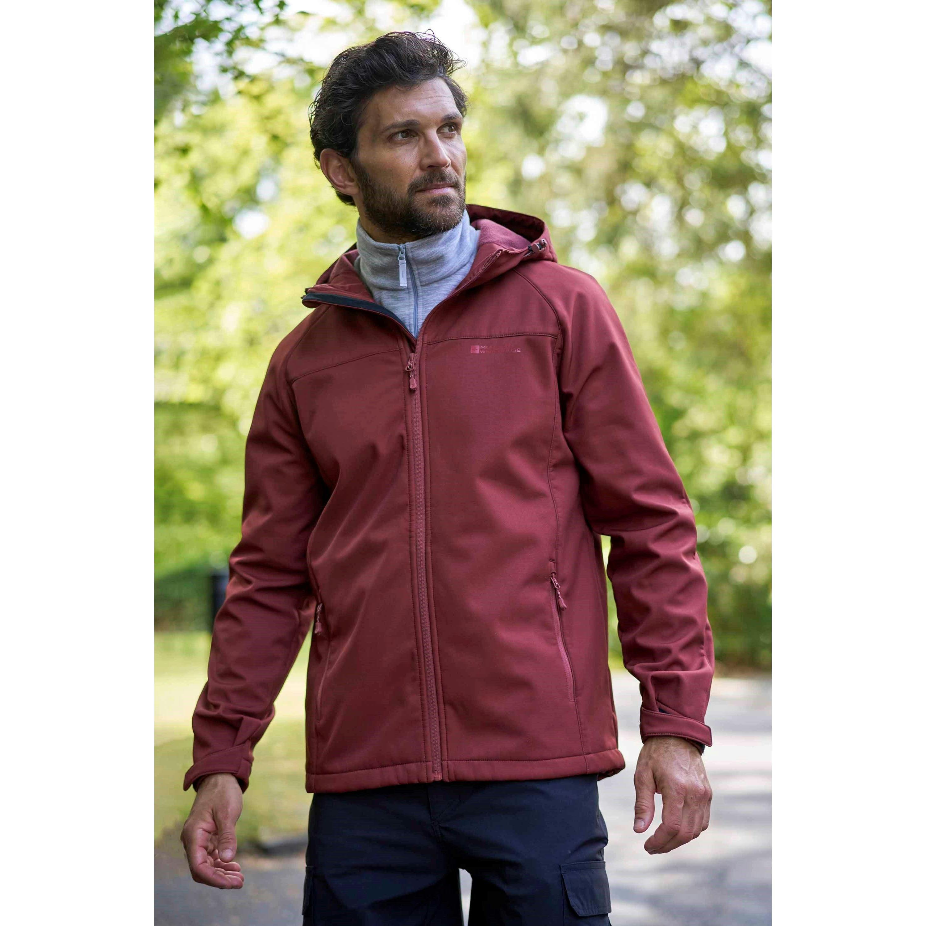 Mountain Warehouse Men's Dark/Red Exodus Waterproof Soft Shell Jacket - S - 93% Polyester/7% Elastane