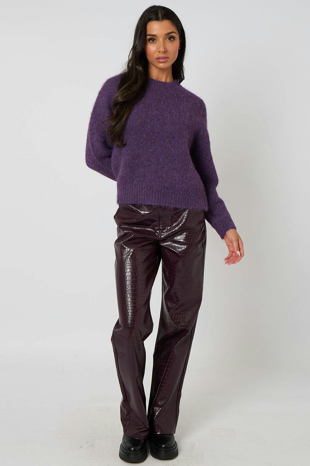 Urban Bliss Plum Wool-Blend Jumper - S