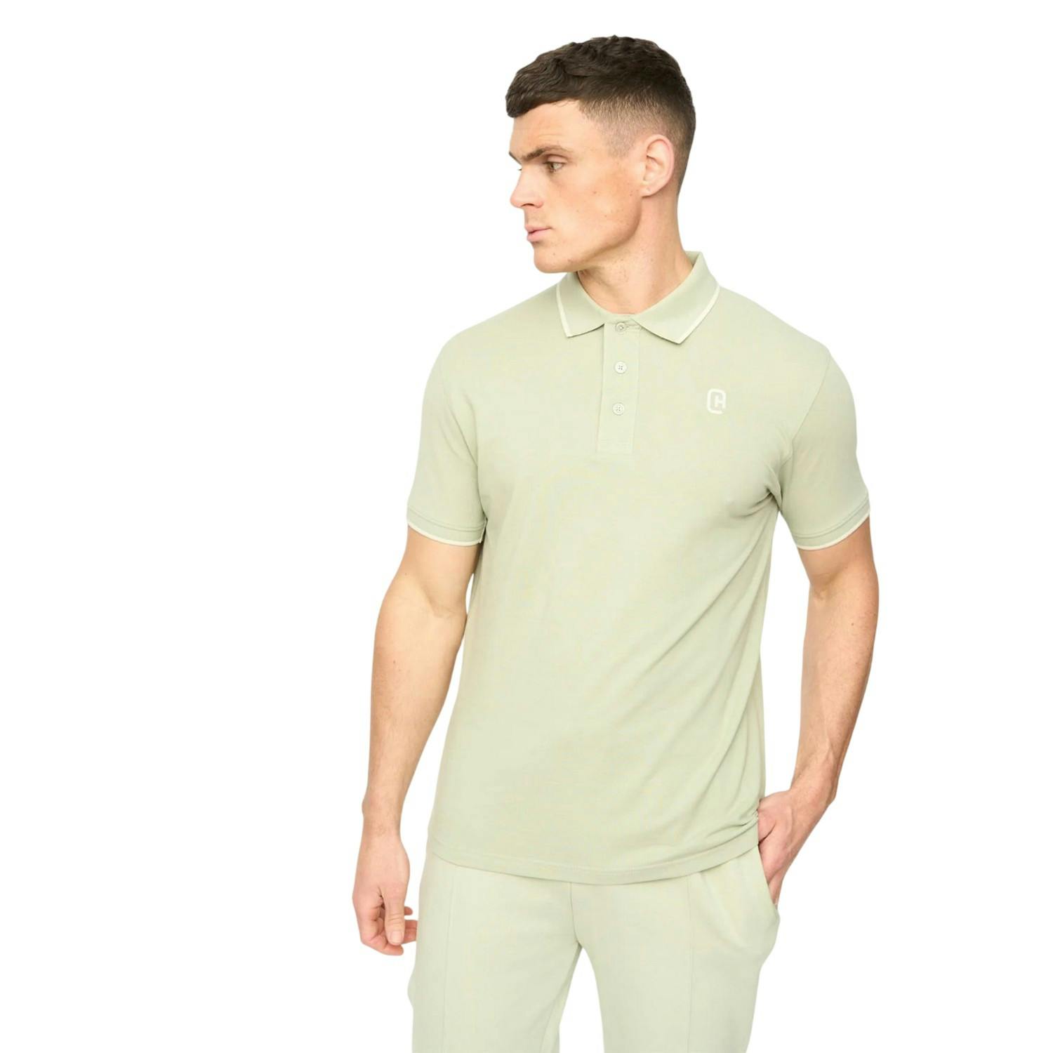 Crosshatch Men's Light Crufton Polo Shirt - Olive - M - Olive - 100% Cotton
