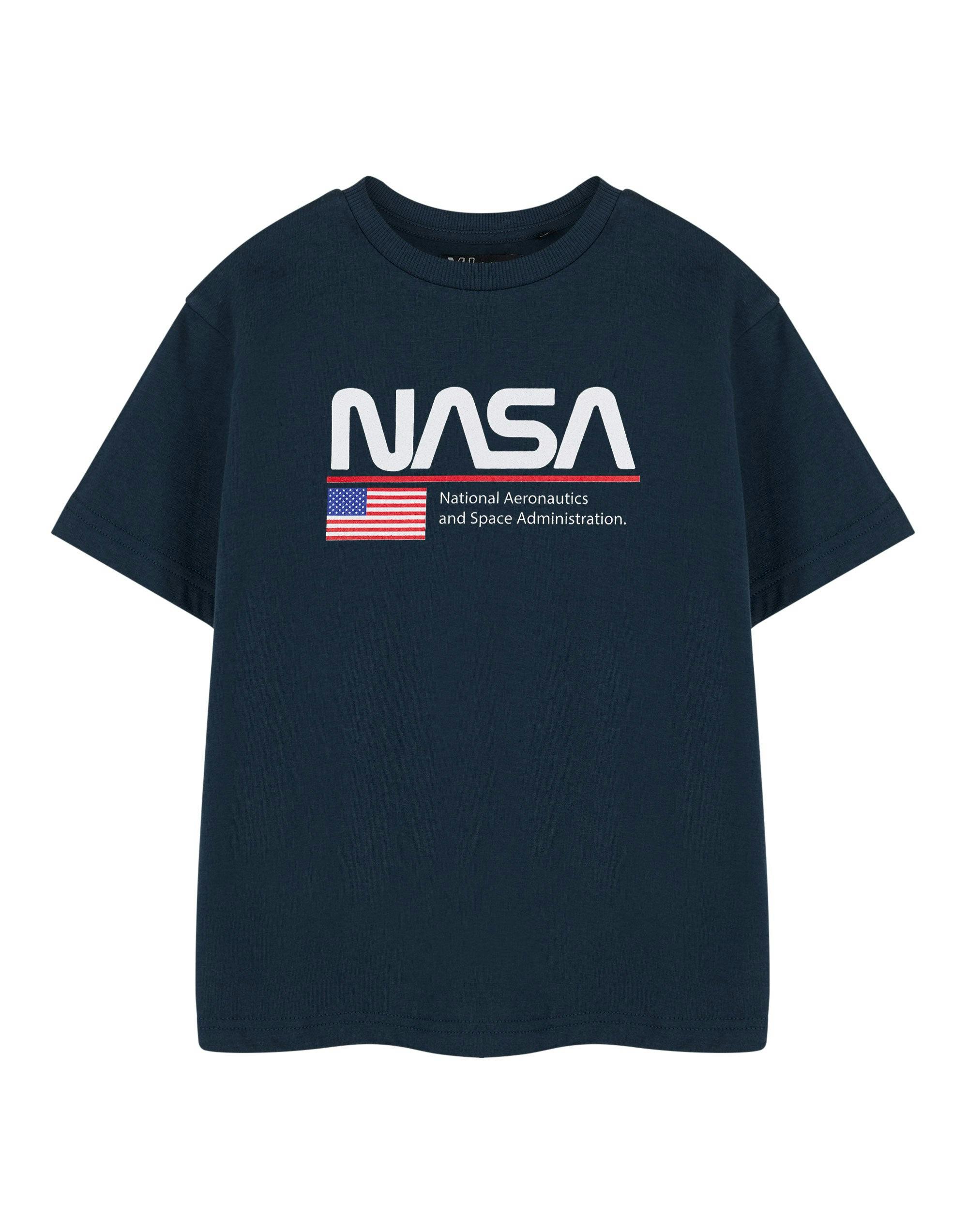 Vanilla Underground Unisex Kids Blue Nasa Space Kids Short Sleeved T-Shirt - 3-4 Years