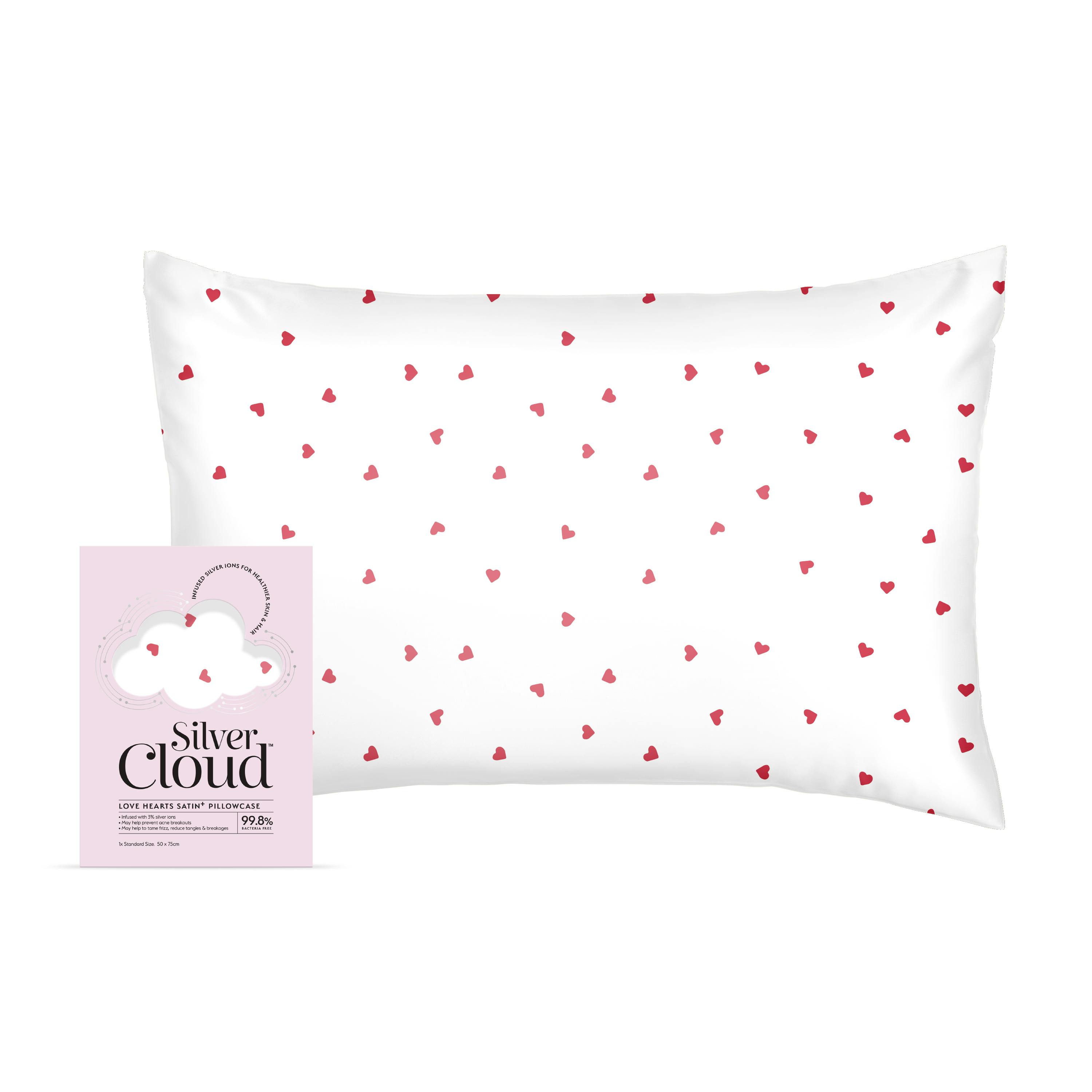 Silver Cloud Beauty Cloud Satin Heart Pillowcase Love Heart Infused With Ions