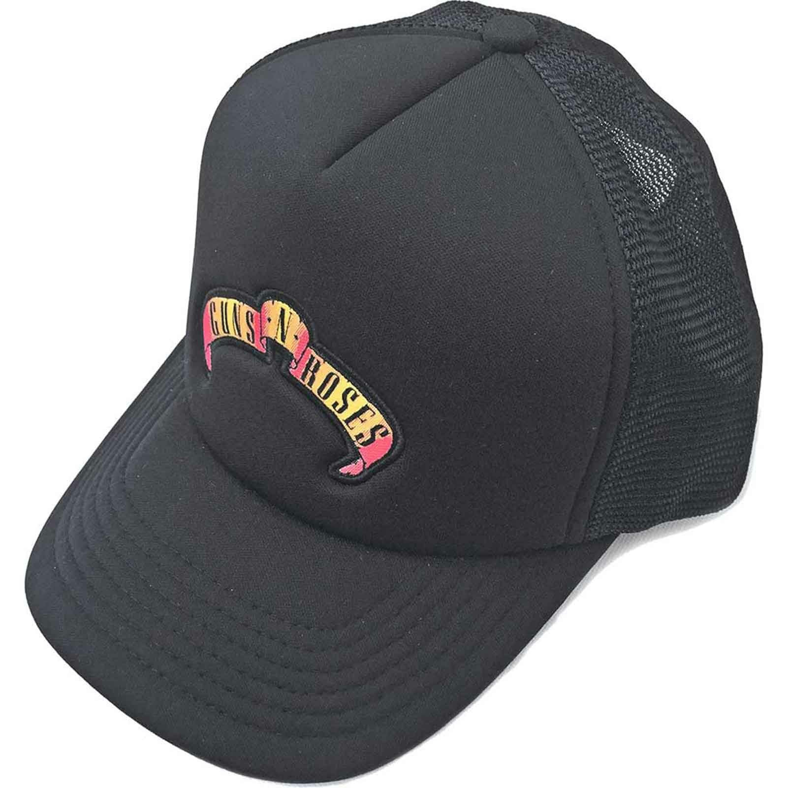 Paradiso Clothing Unisex Black Guns N Roses Scroll Band Logo Trucker Baseball Cap