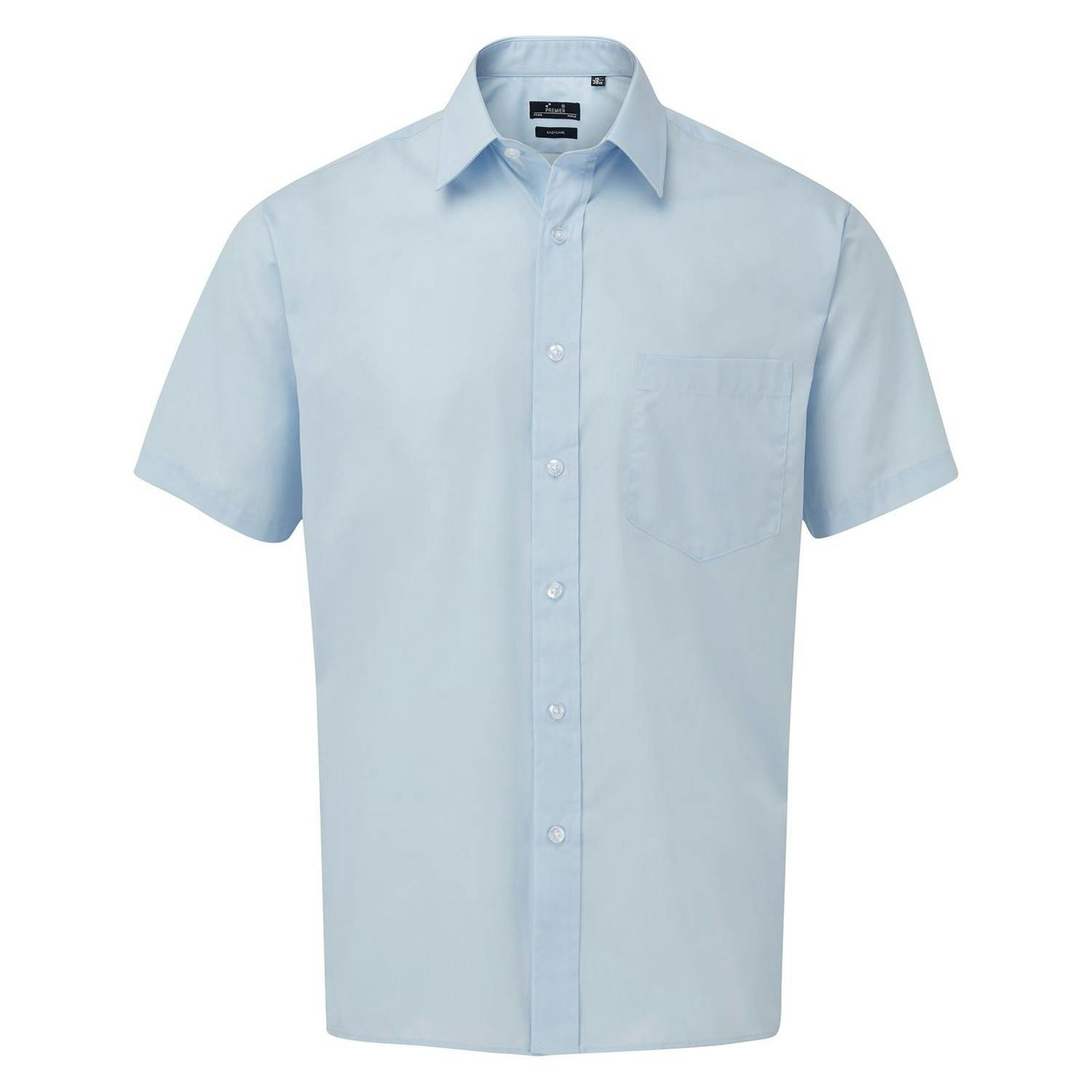 Premier (18In, Light Blue) Mens Short Sleeve Poplin Shirt - Image 3
