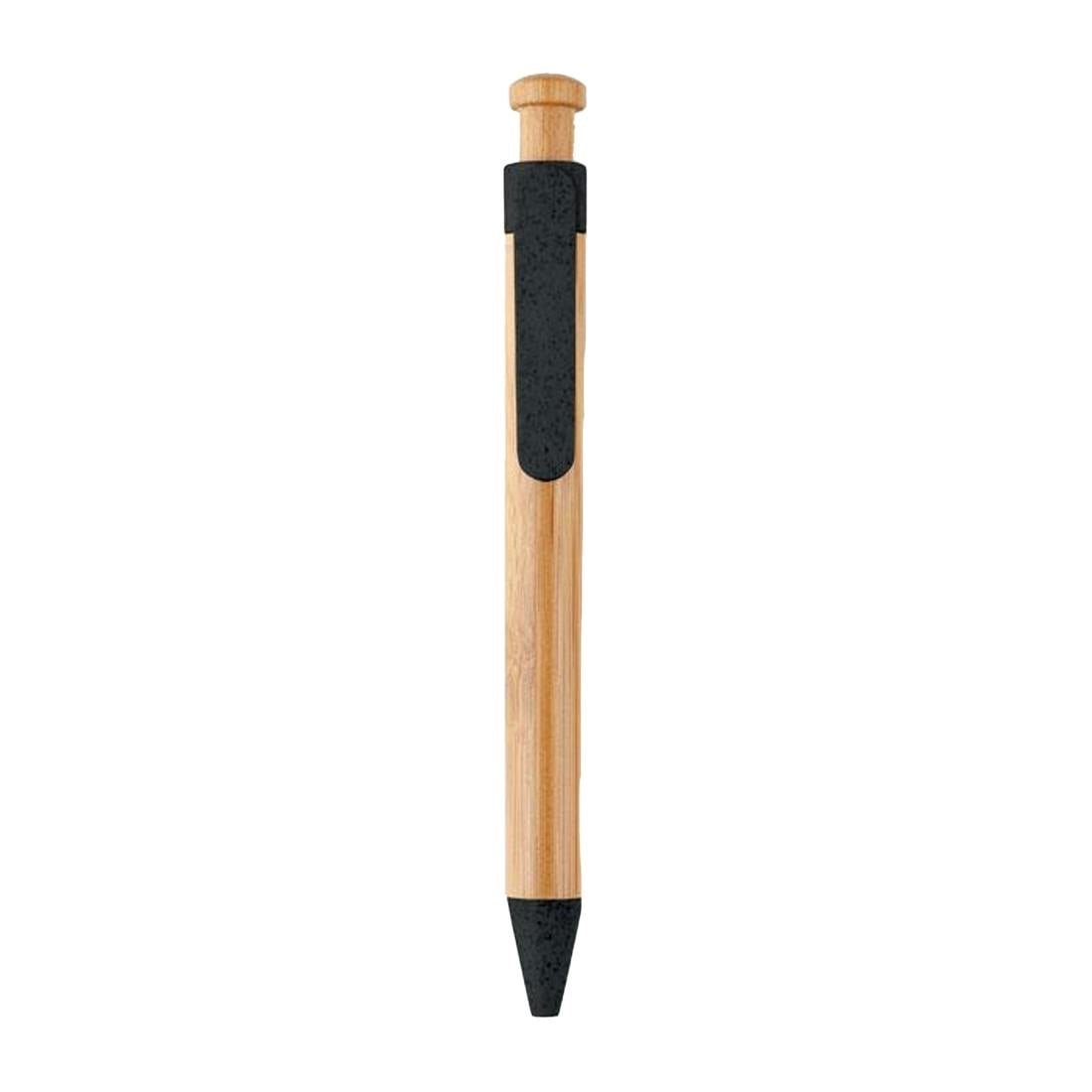 Rackhams Black Toyama Bamboo & Wheat Straw Ballpoint Pen - 14Cm X 1.2Cm