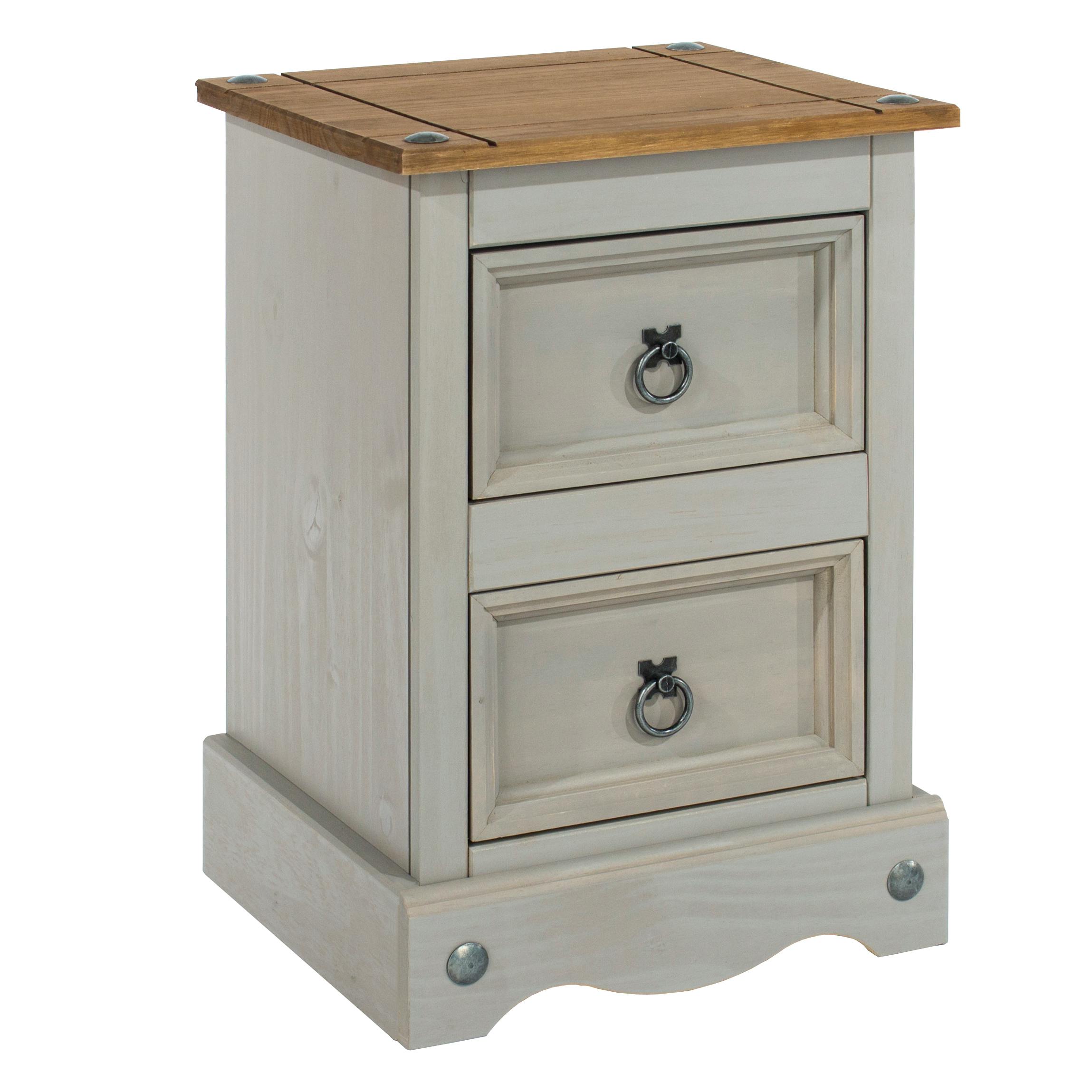 Core Products Grey Corona 2-Drawer Petite Bedside Cabinet - Wax