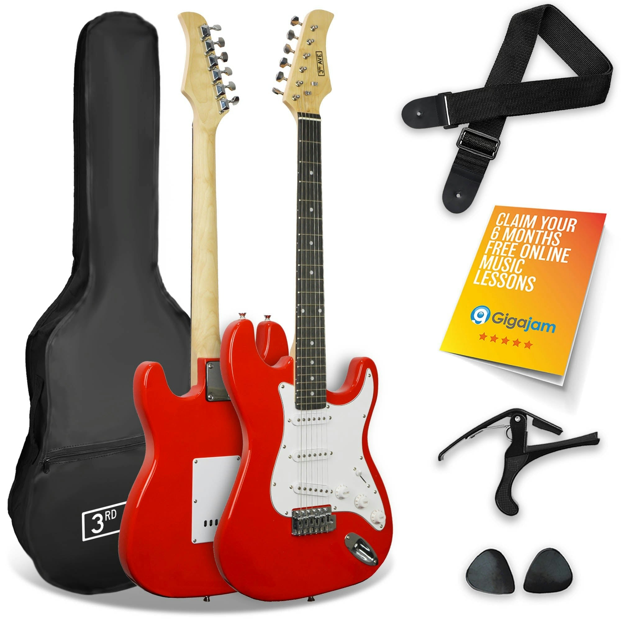 3Rd Avenue Red Full Size Electric Guitar