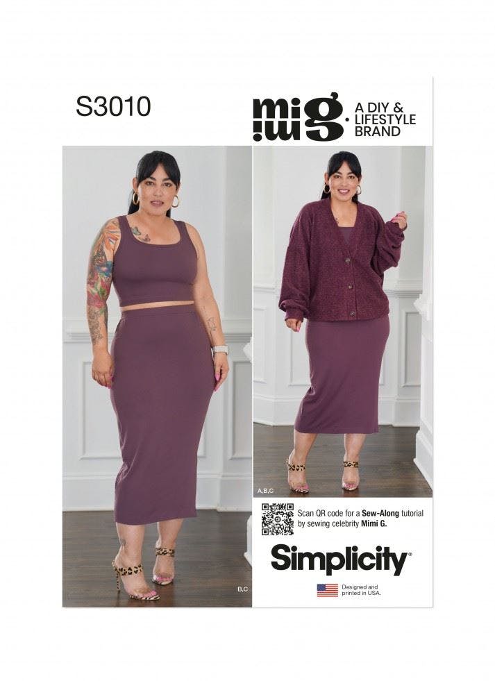 Simplicity Women's Sewing Pattern 3010, Cardigans, Tops, Skirts For K5 (8-10-12-14-16) - Intermediate - K5 (8-10-12-14-16)