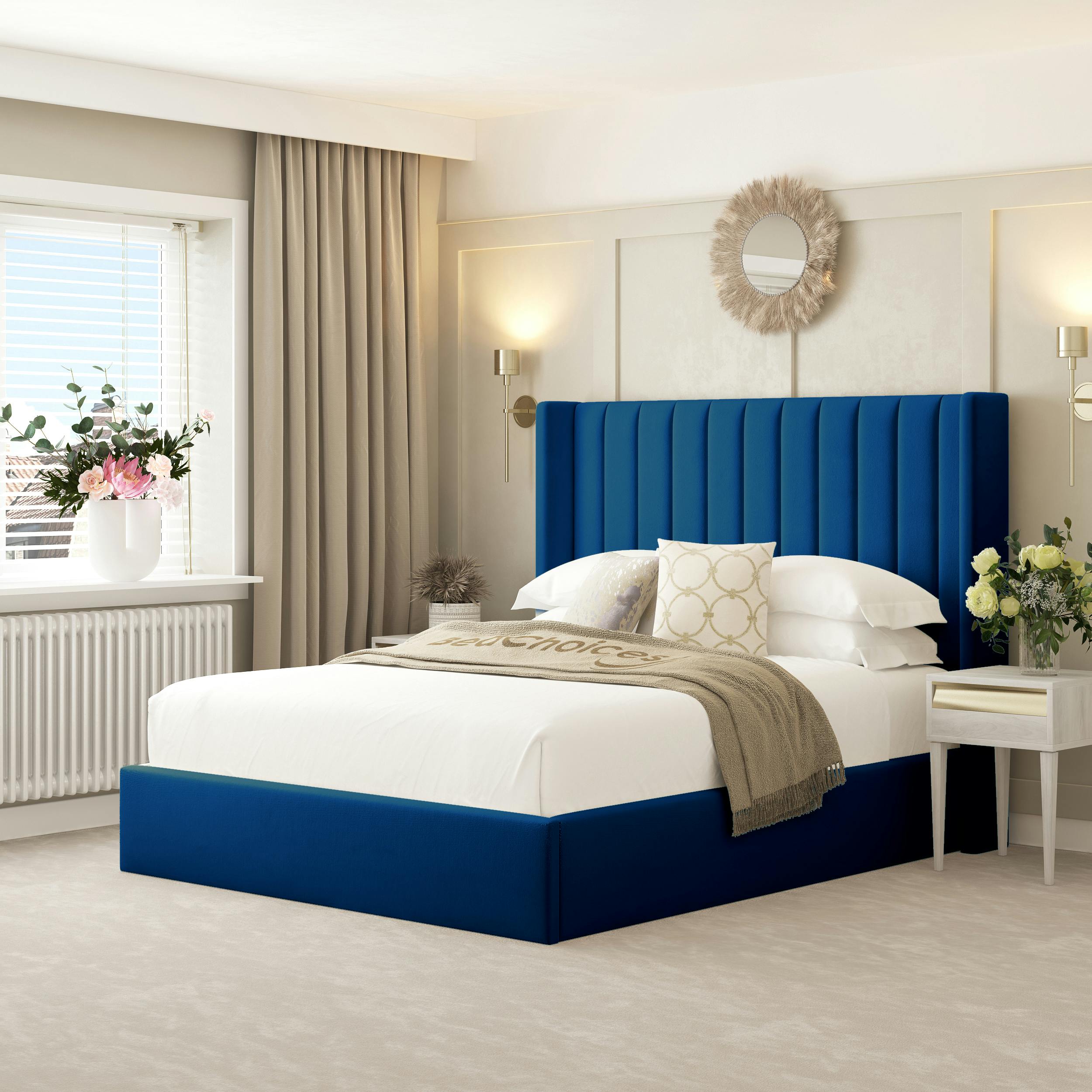 Rackhams Blue Madison Bed Frame With 54" Headboard - Double