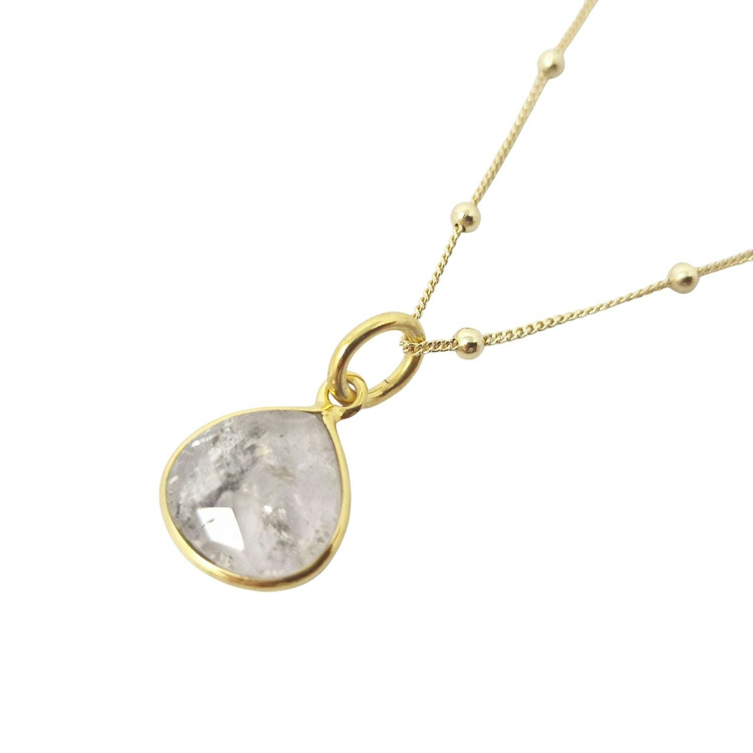 Harfi Gold 18Ct Plated Herkimer Diamond Crystal Necklace