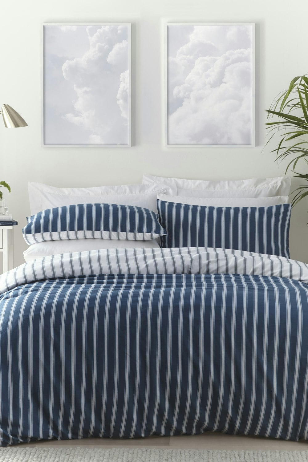 Portfolio Home Blue Harvard Stripe Print Duvet Cover Set - Super King