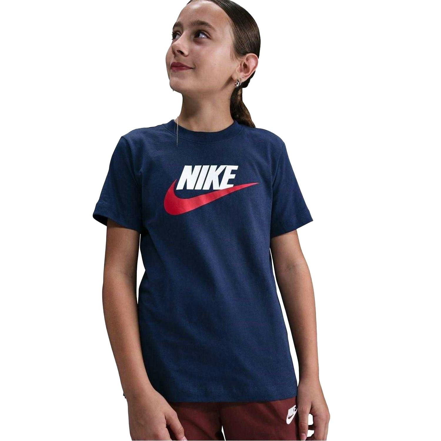 Nike Kids Sportswear Logo Cotton T-Shirt - Midnight Navy - 13 Years - Midnight Navy - 100% Cotton