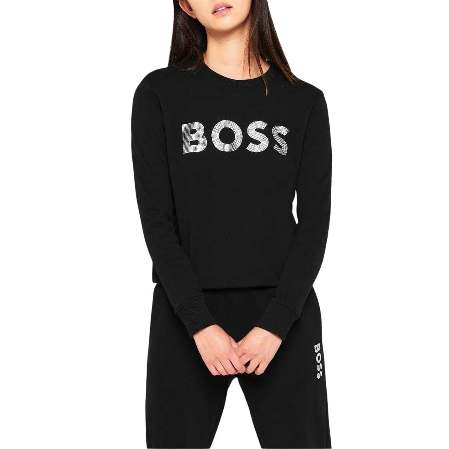 Boss Women's Black Logo Sweatshirt - 8 Uk - 100% Cotton