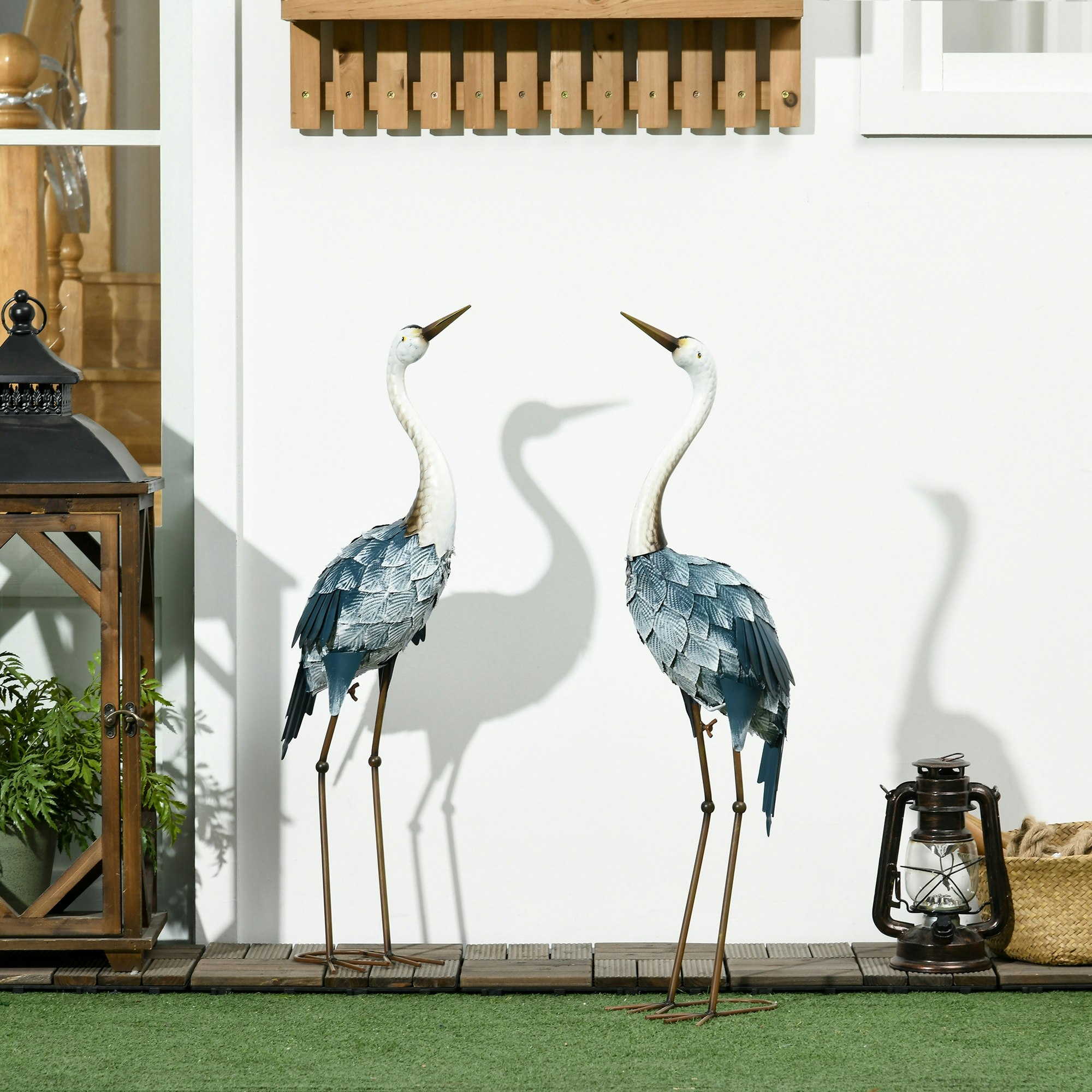 Outsunny Peacock Garden Statues Sculptures For Decorations And Gifts, Steel