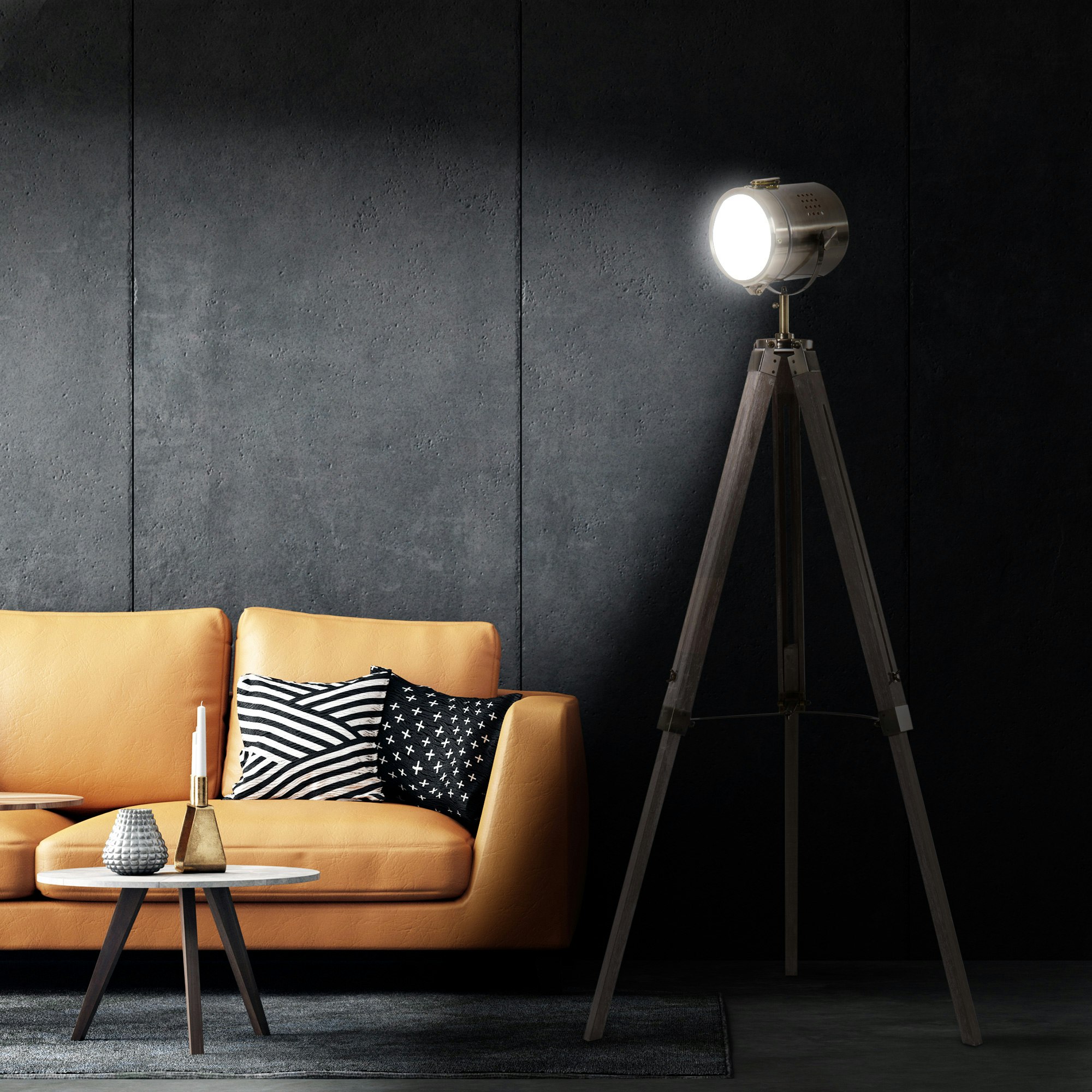 Homcom Industrial Tripod Floor Lamp Searchlight - Bronze - Image 4
