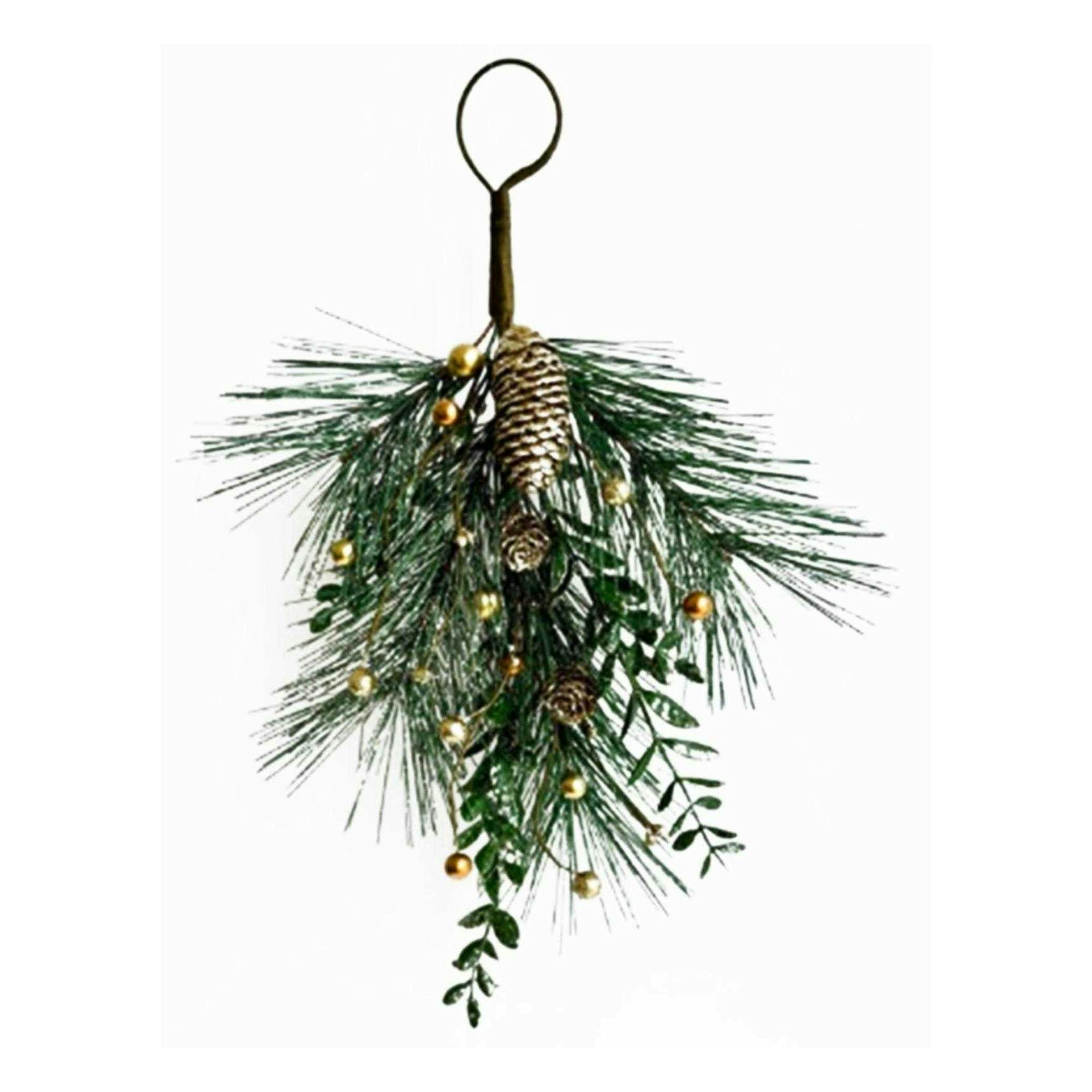 Rackhams Green/Gold Pinecone Christmas Decoration - One Size - 100% Mixed