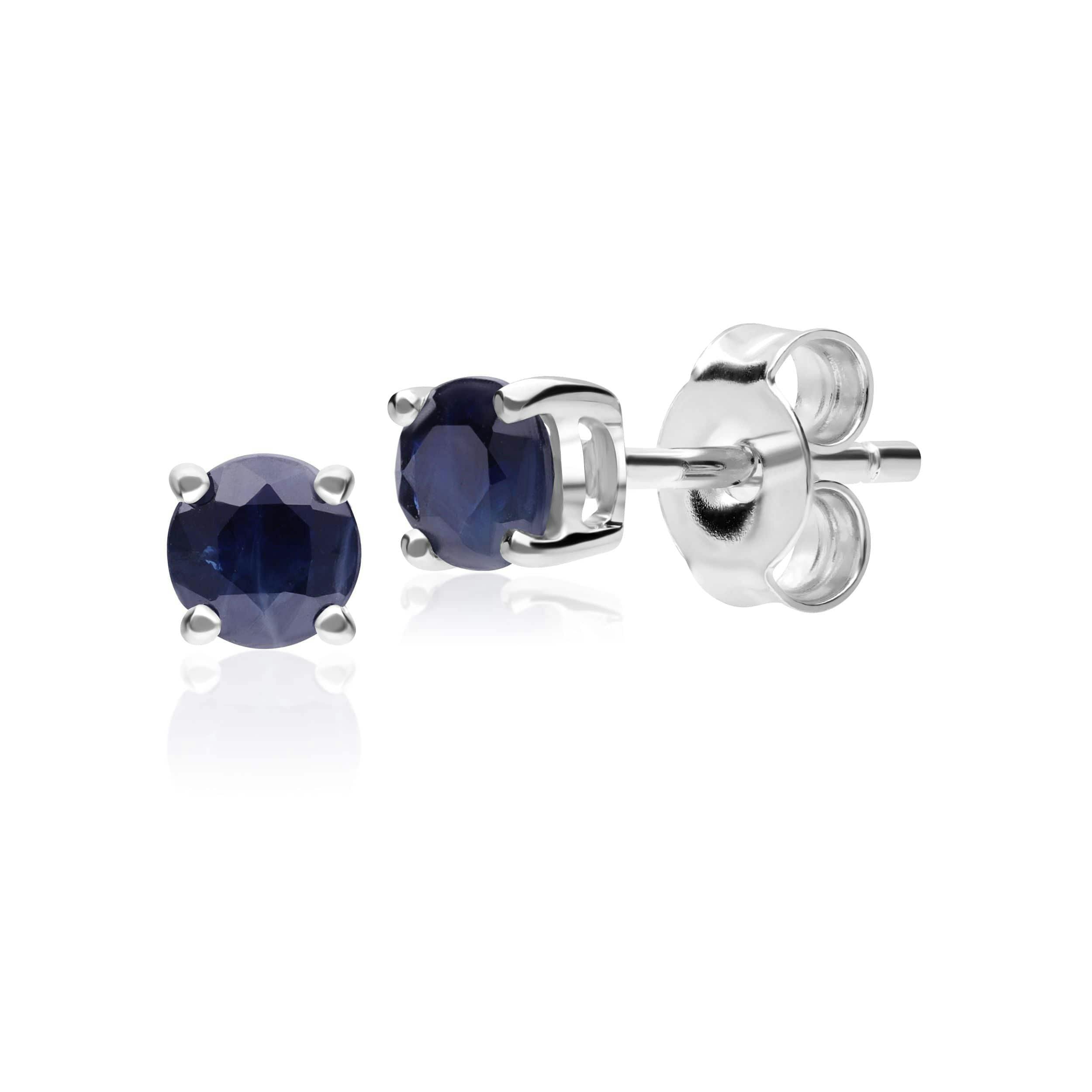 Gemondo Dark/Blue/White Classic Round Sapphire Stud Earrings In 9Ct Gold 3.5Mm