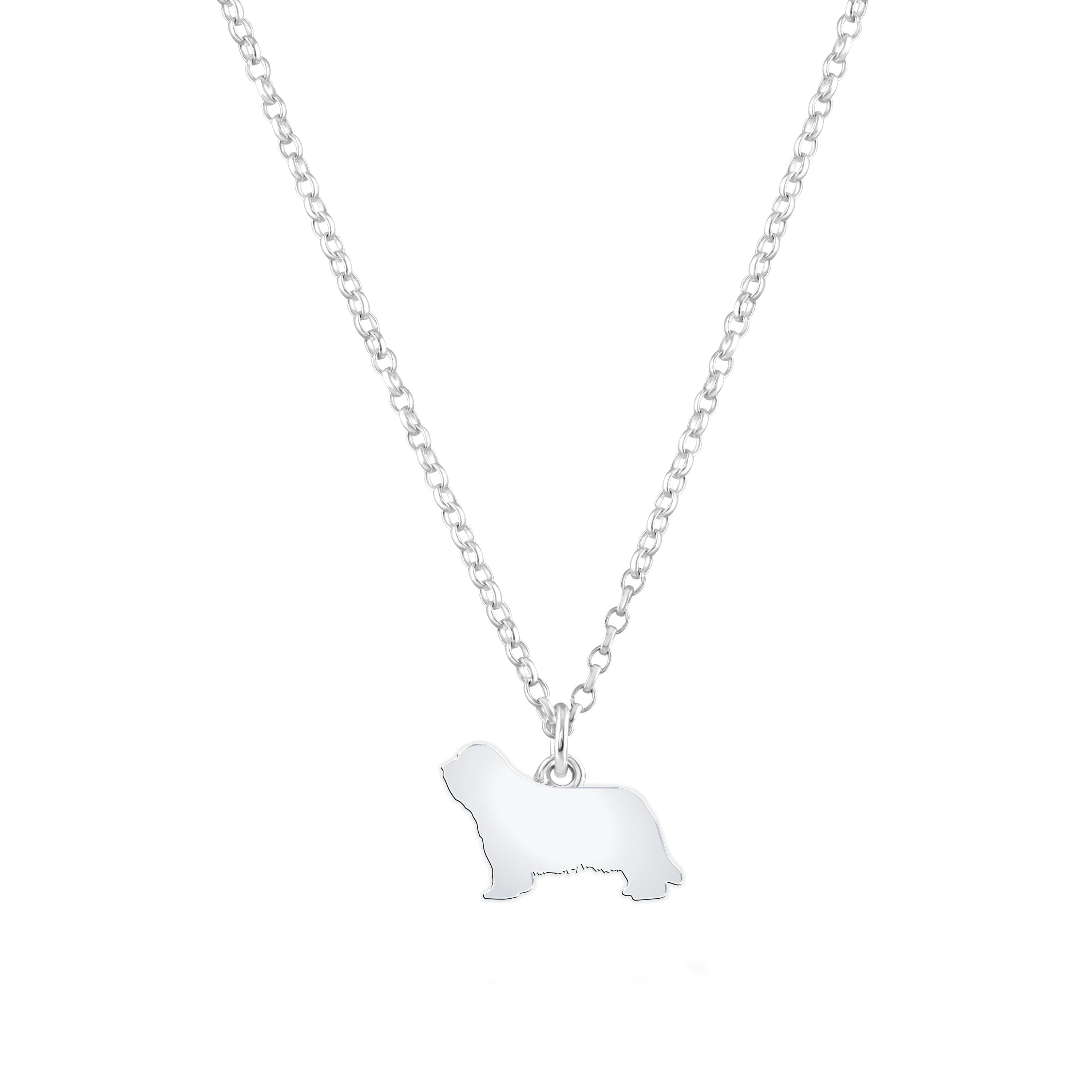 Mylee London Silver Bearded Collie Silhouette Necklace - Personalised - No