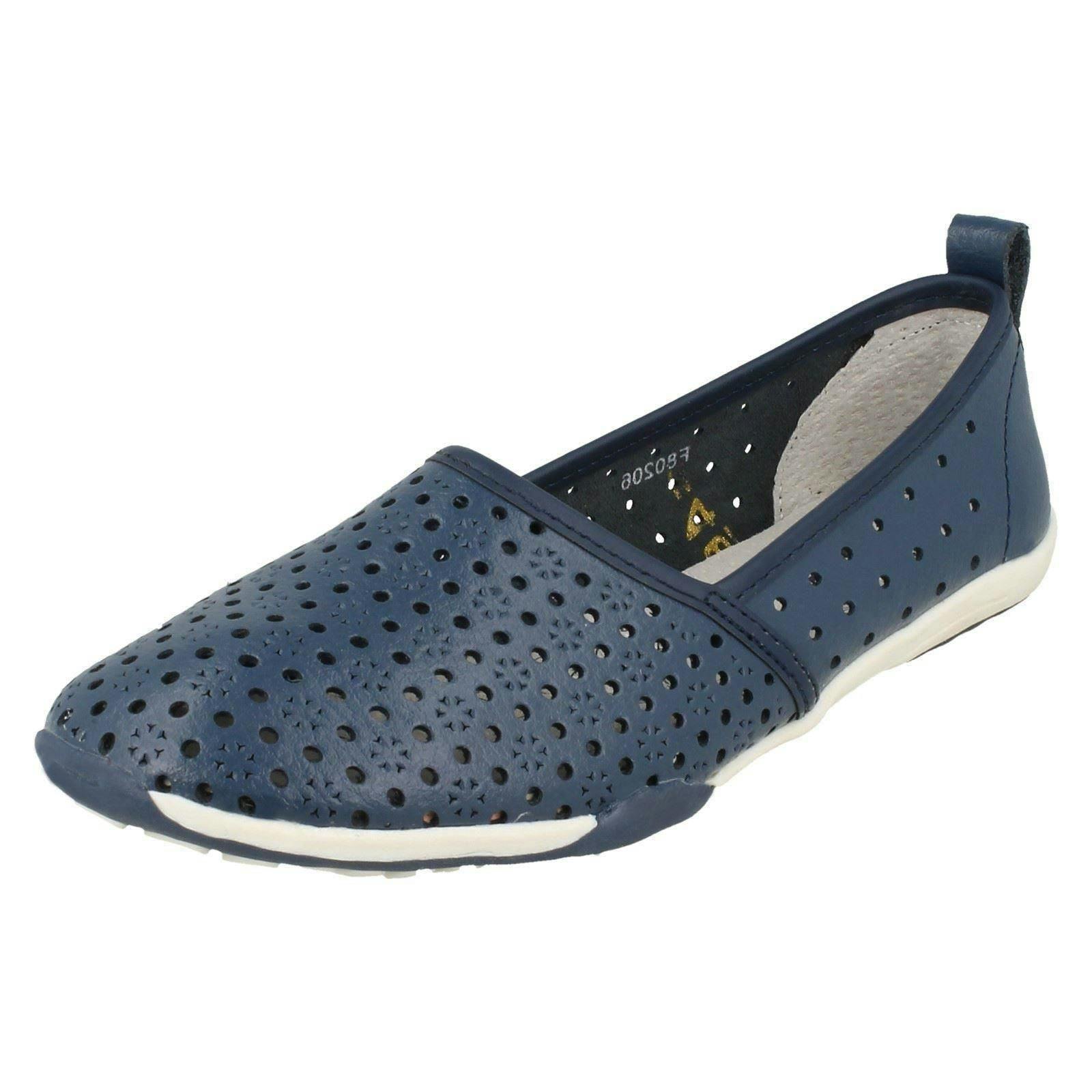 Down To Earth Women's Flat Comfort Slip On Shoes - Navy - Uk 3