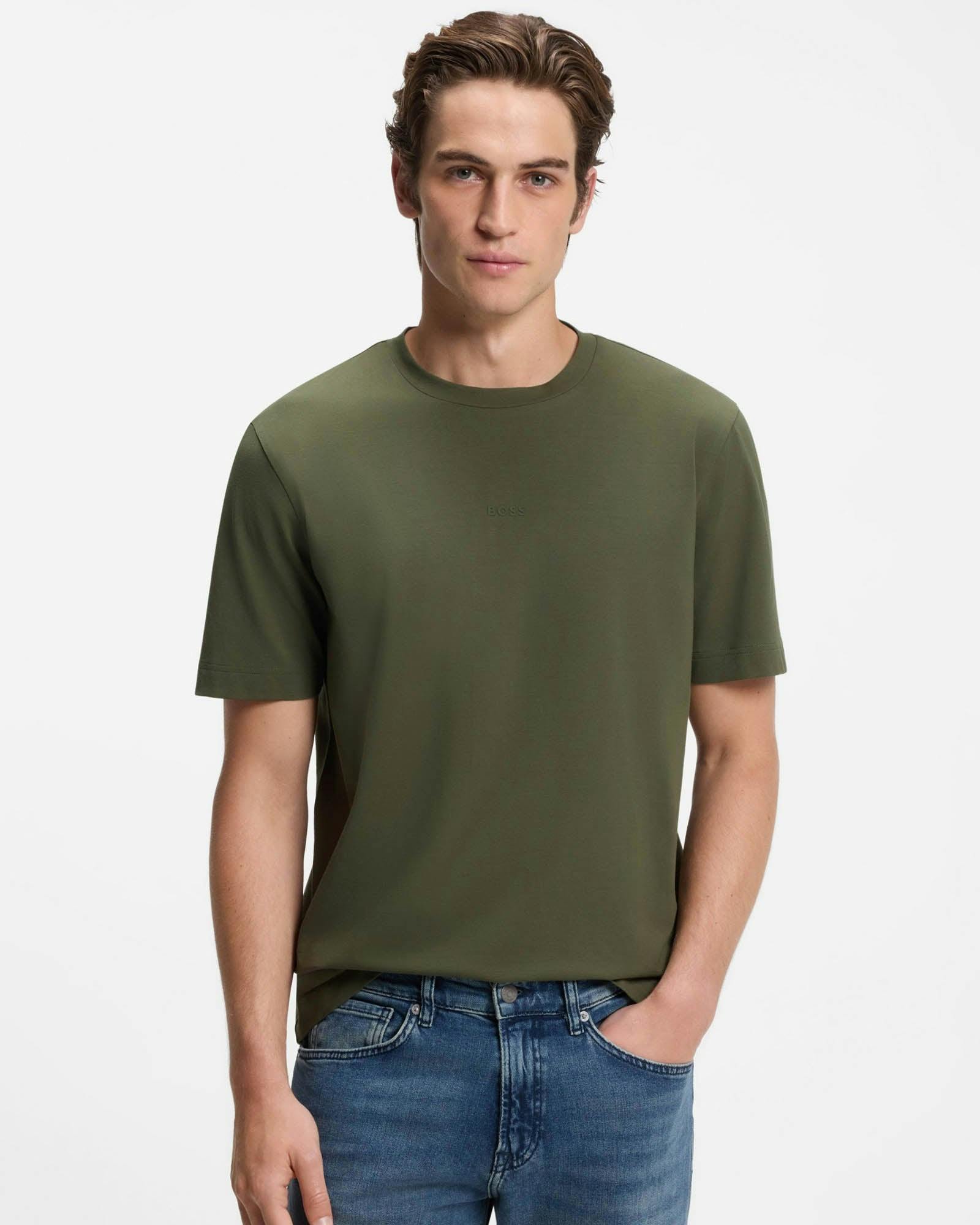 Boss Men's Orange/Green Tchup Crew Neck Small Logo T-Shirt - Bright 325 - Bright 325 - M