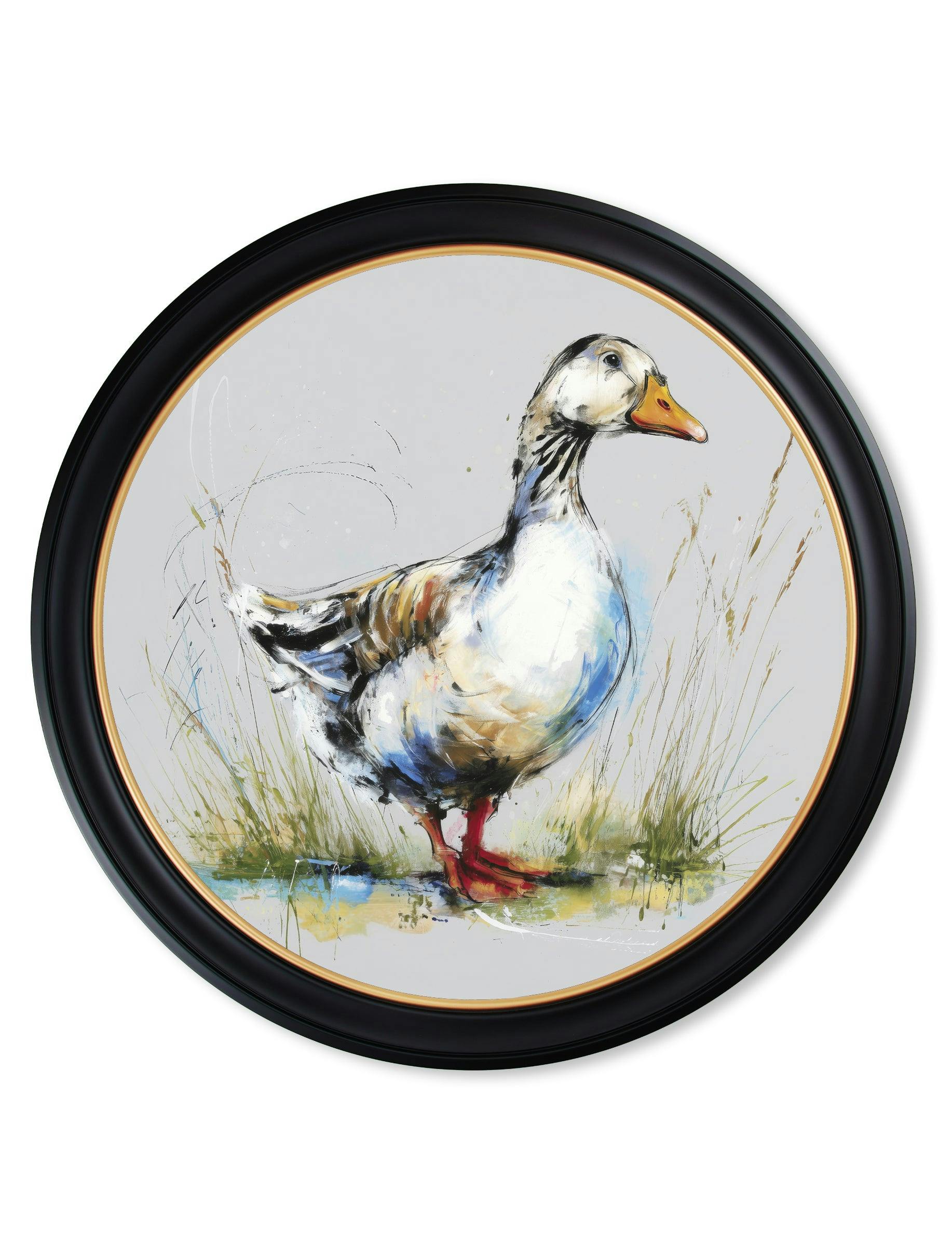 Rackhams White Goose Cosy Sketch - Oxford Round Frame - Goose Cosy Sketch - 96 X 96Cm