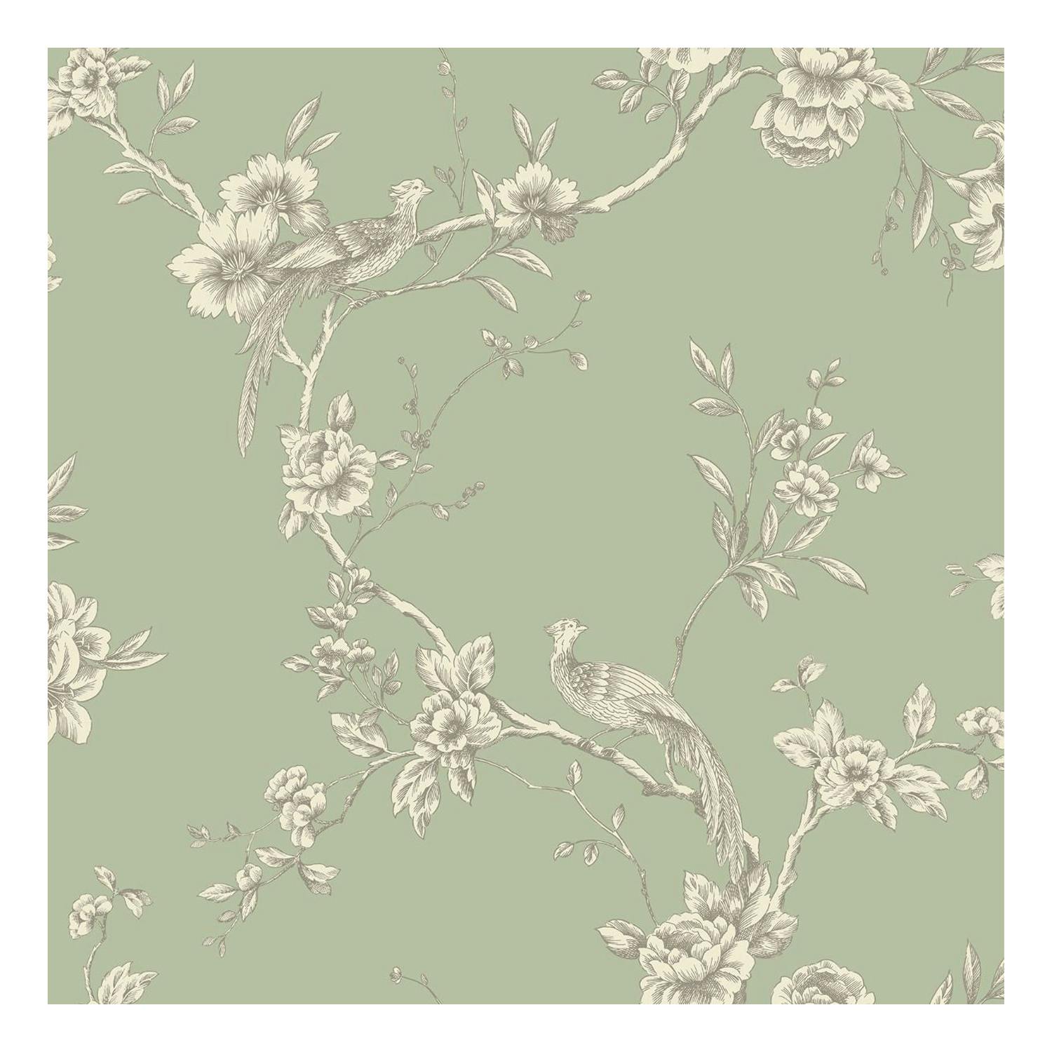 World Of Wallpaper Green Chinoise Wallpaper - Sage - 10M X 0.53M - Sage - 100% Mixed